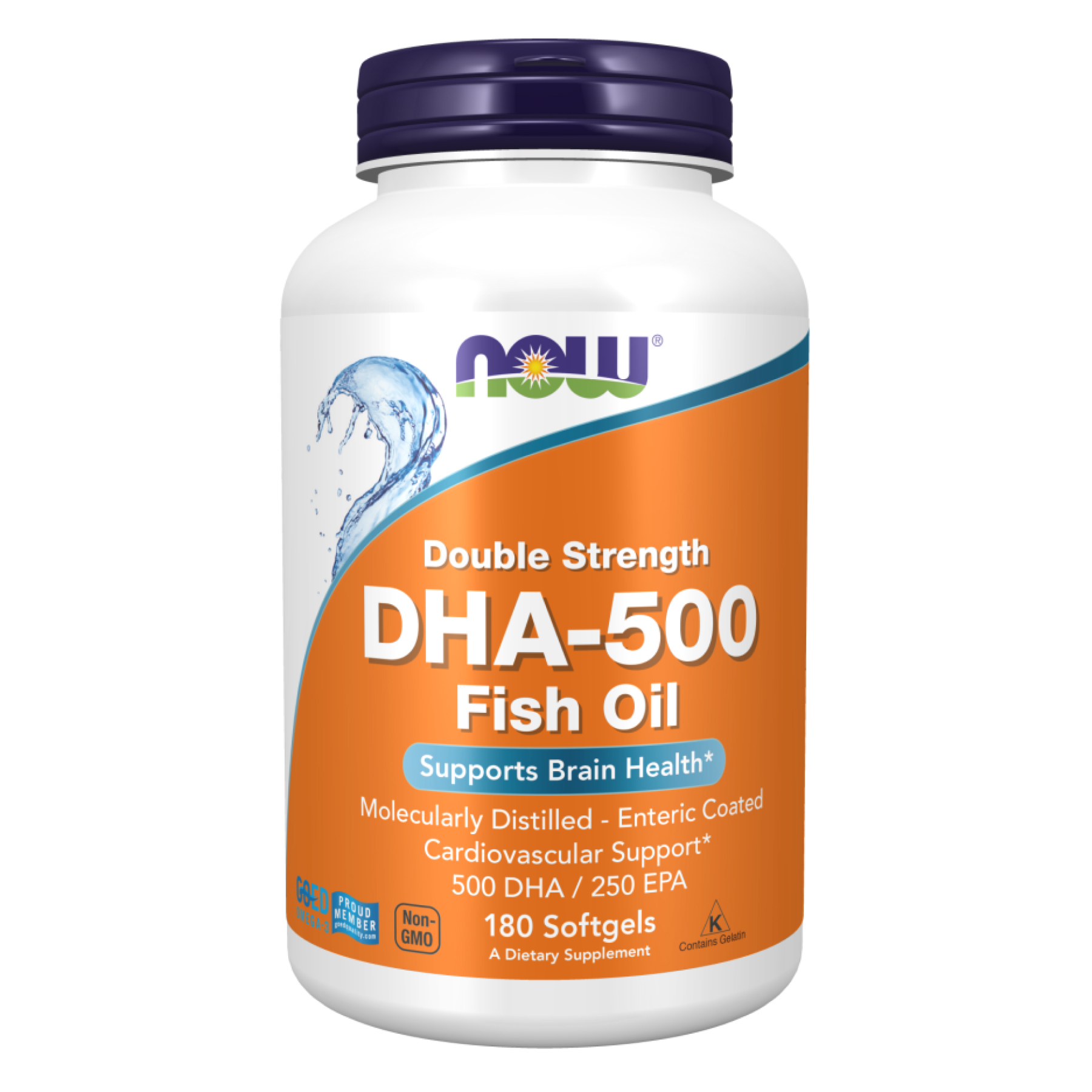 ДГК (докозагексаєнова кислота), Now Foods DHA-500, 500 мг, 180 м'яких капсул