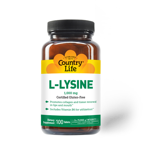 L-лізин, Country Life L-Lysine, 1000 мг, 100 таблеток