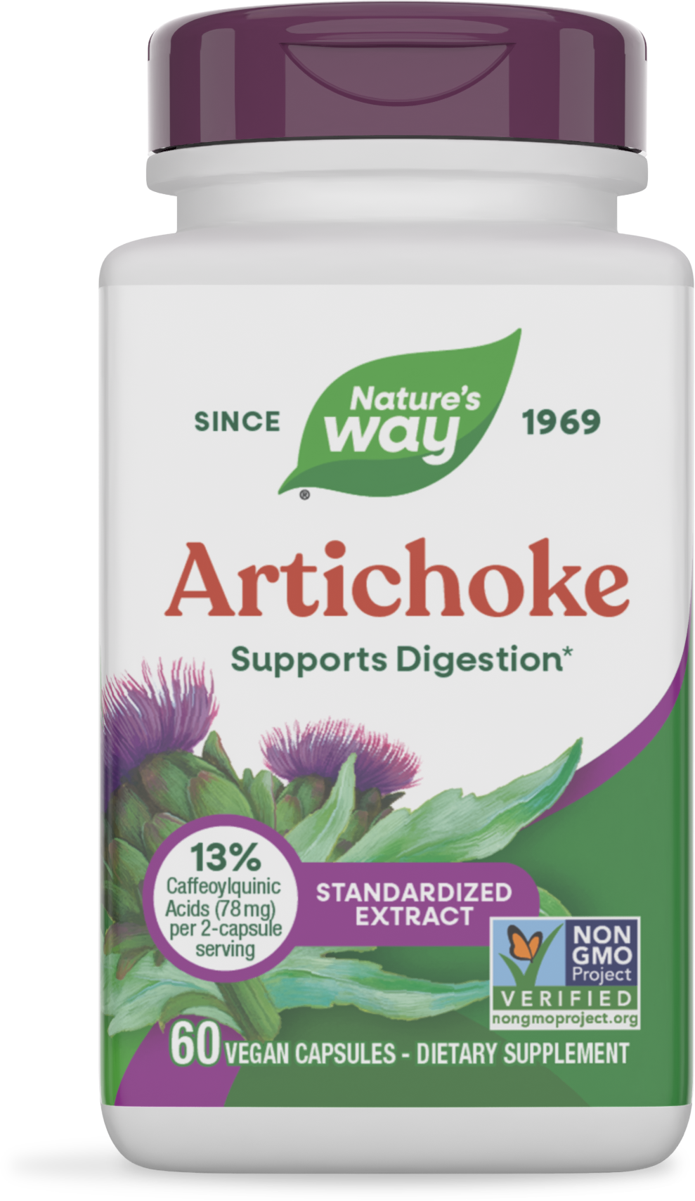 Артишок для підтримки травлення, Nature's Way Artichoke Premium Extract, 60 вегетаріанських капсул