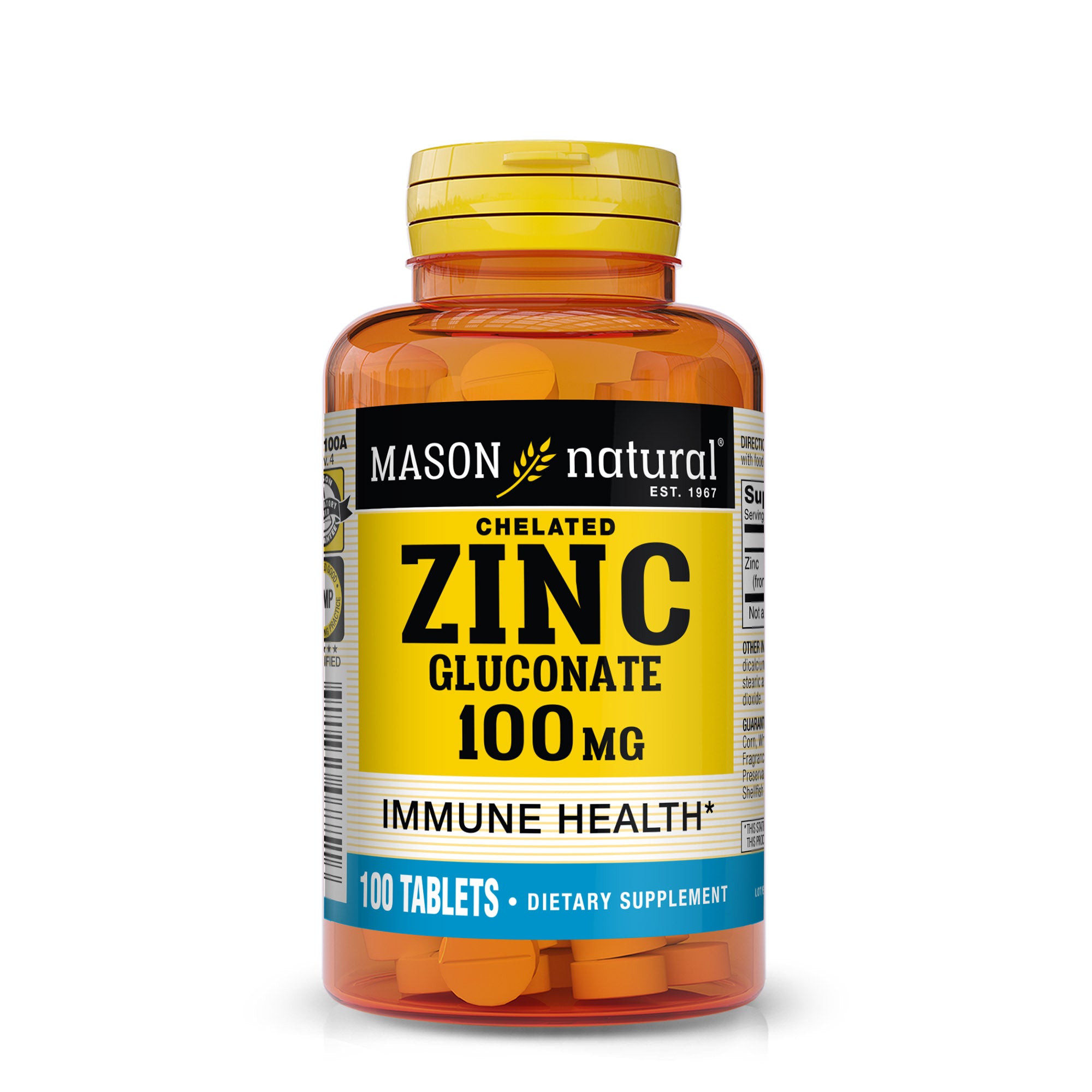 Цинк для імунітету, Mason Natural Zinc, 100 мг, 100 таблеток
