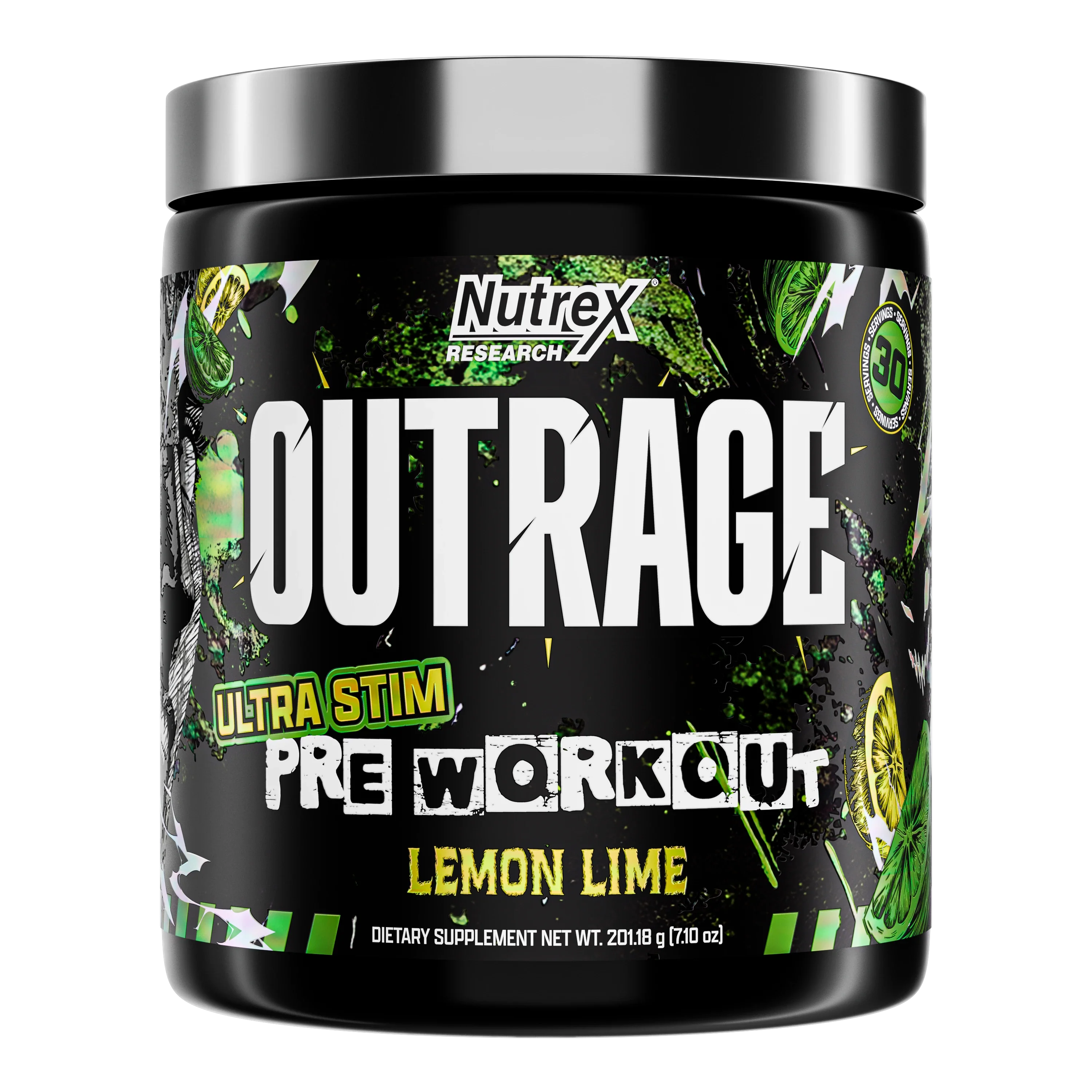 Outrage High‑Stim Pre‑Workout - 30 servings Lemon Lime