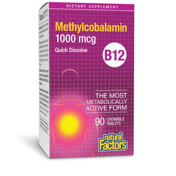 Вітамін B12 метилкобаламін, Natural Factors Methylcobalamin, 1000 мкг, 90 таблеток