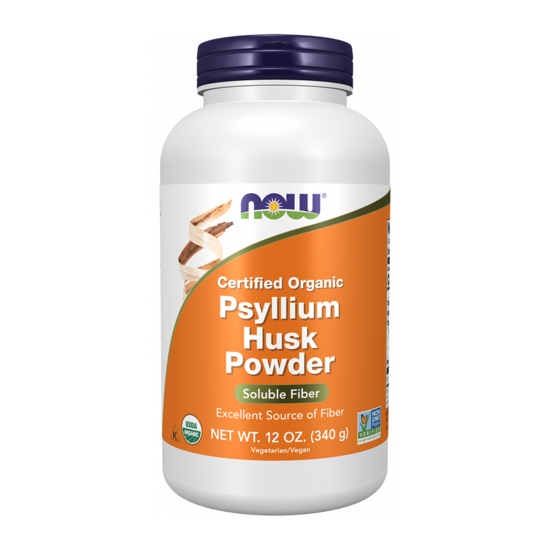 Подорожник органічний, Psyllium Husks, Now Foods, порошок, 340 г