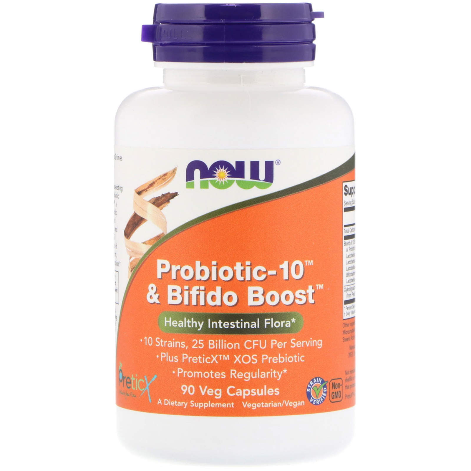 Пробіотик-10 з Bifido Boost, Probiotic-10, Now Foods, 25 млрд КУО, 90 вегетаріанських капсул