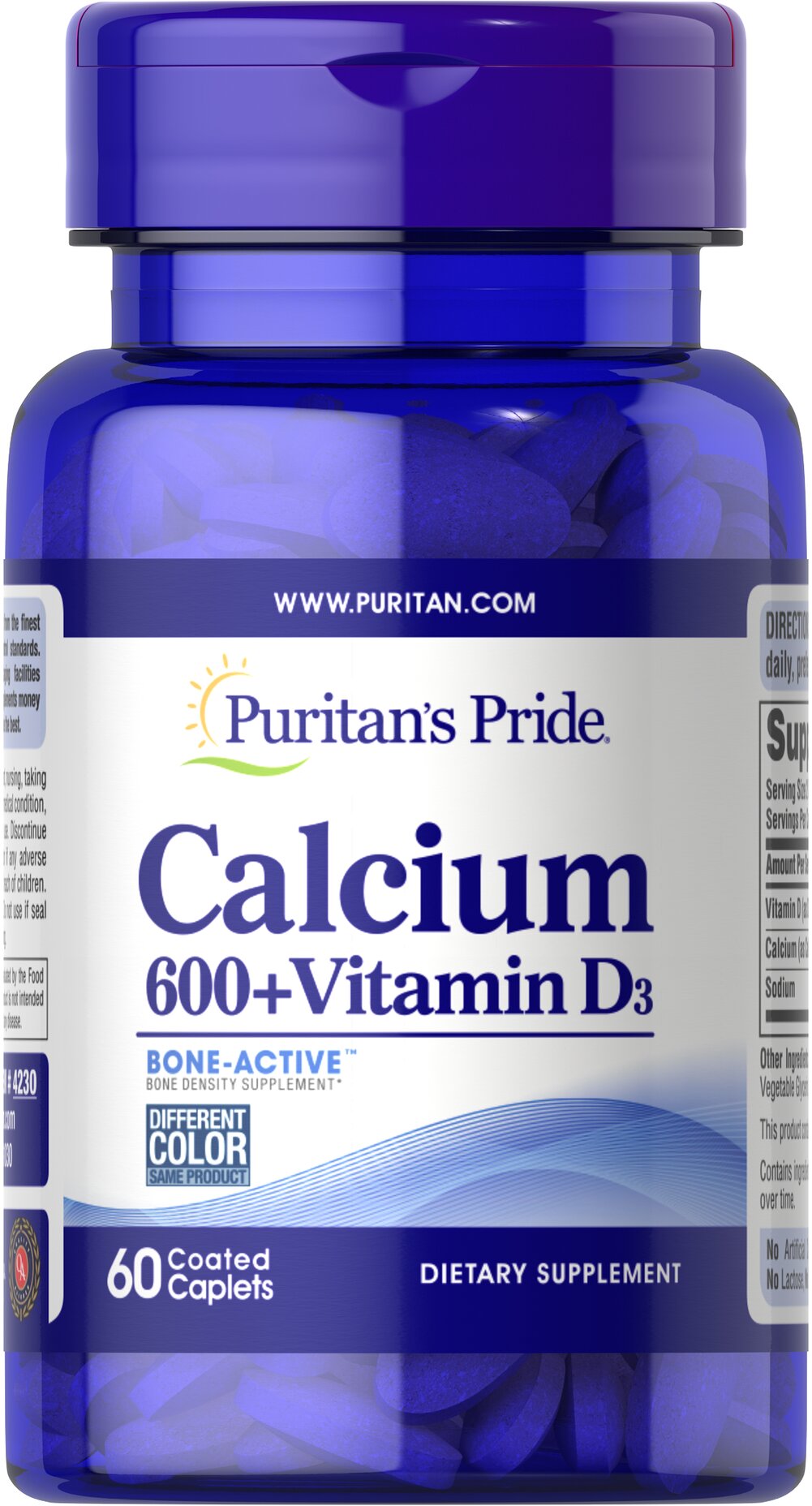 Кальцій та вітамін D3, Puritan's Pride Calcium 600+ Vitamin D3, 60 таблеток