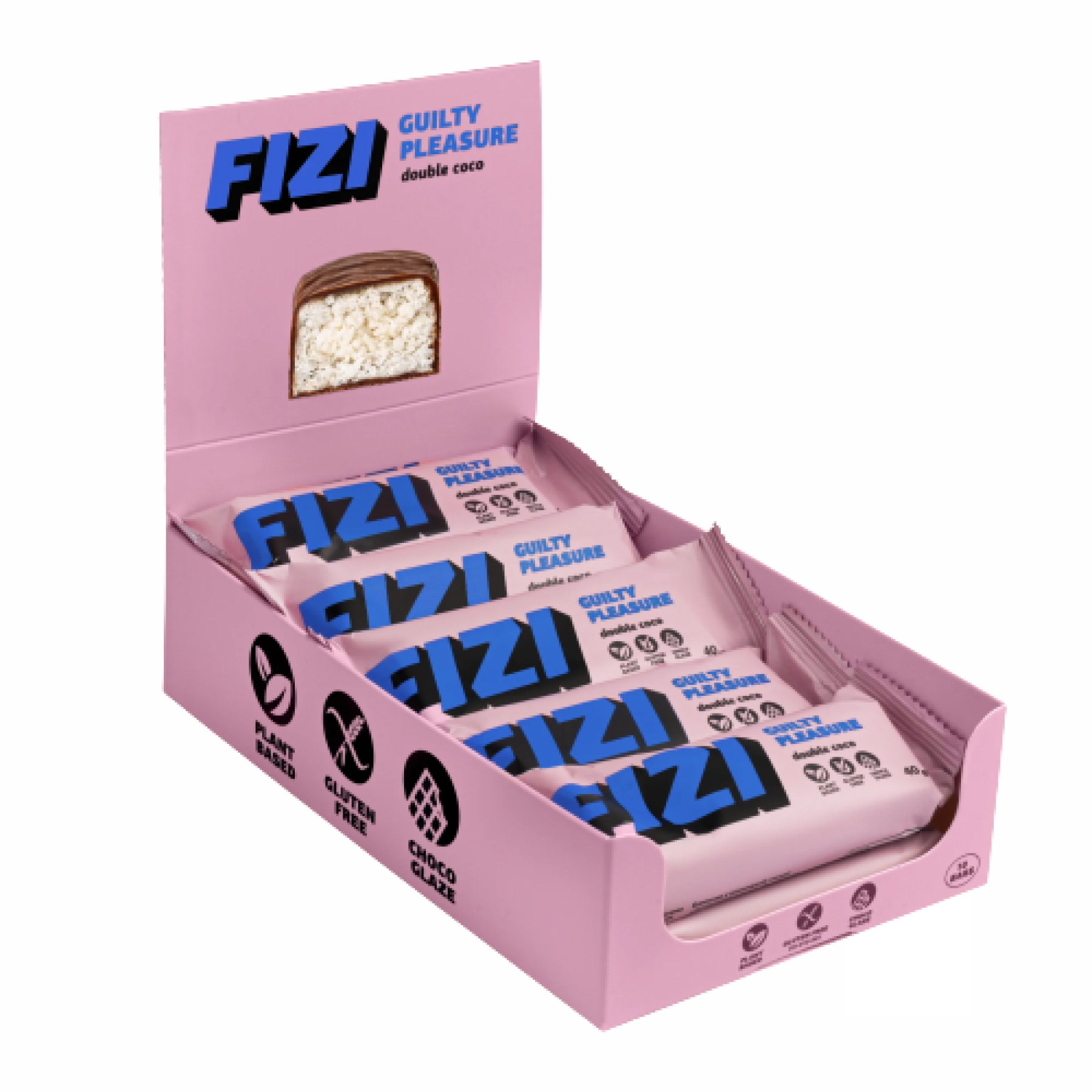 Шоколадний батончик, FIZI Chocolate Bar  10 шт. по 45 г. (Подвійний кокос)