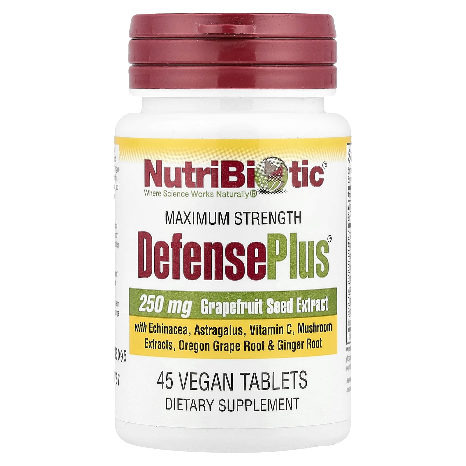 Захист з екстрактом насіння грейпфрута, NutriBiotic DefensePlus, 250 мг, 45 таблеток