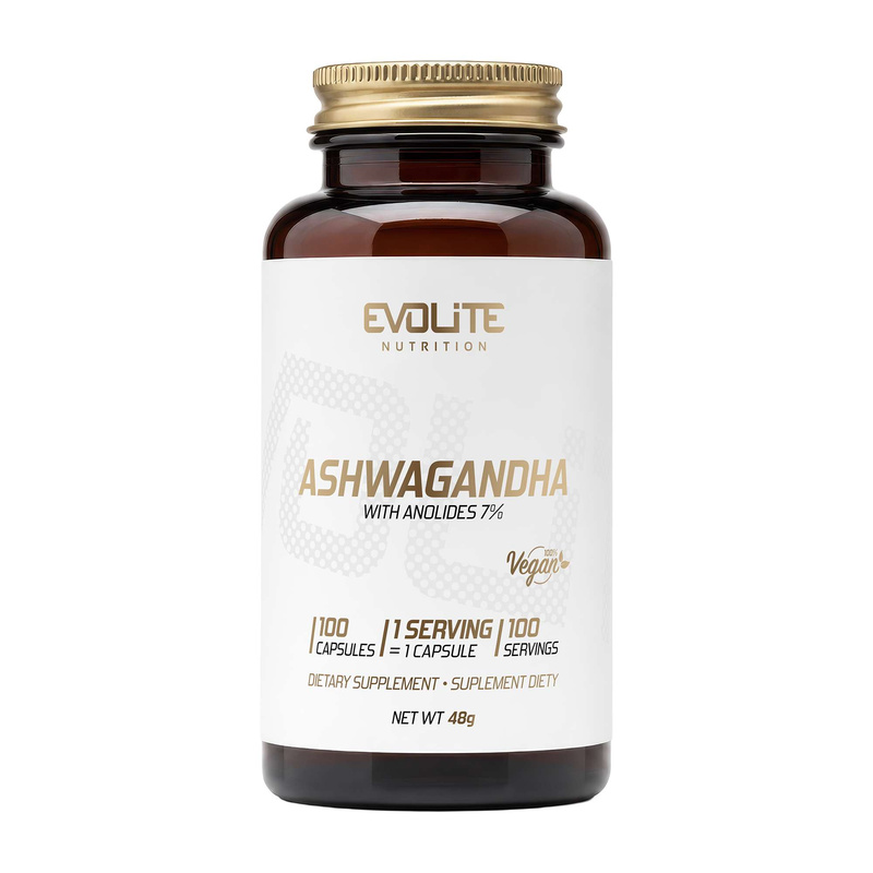 Ашваганда, Evolite Nutrition Ashwagandha, 375 мг, 100 вегетаріанських капсул