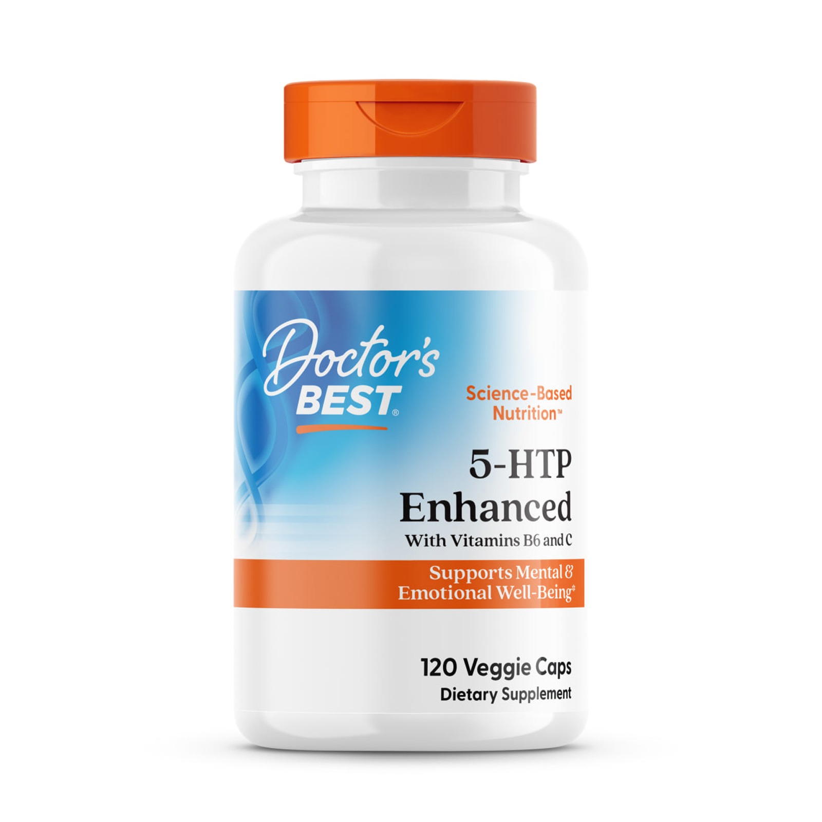5-HTP, 5-гідрокси L-триптофан з вітамінами B6 та C, Doctor's Best 5-HTP Enhanced with Vitamins B6 & C, 120 вегетаріанських капсул
