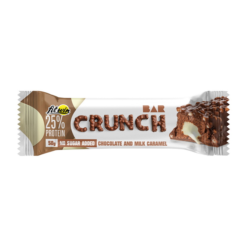 Протеїновий батончик, FitWin Crunch Bar No Sugar Added, 50 г (Шоколад, Молочна карамель)