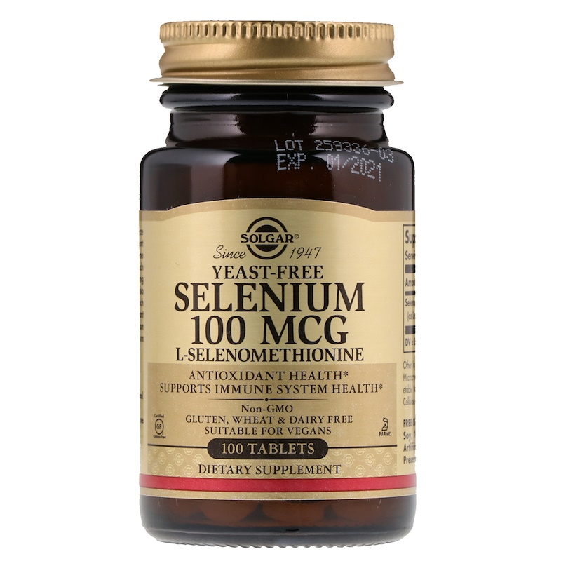 Селен без дріжджів, Solgar Selenium Yeast-Free, 100 мкг, 100 таблеток