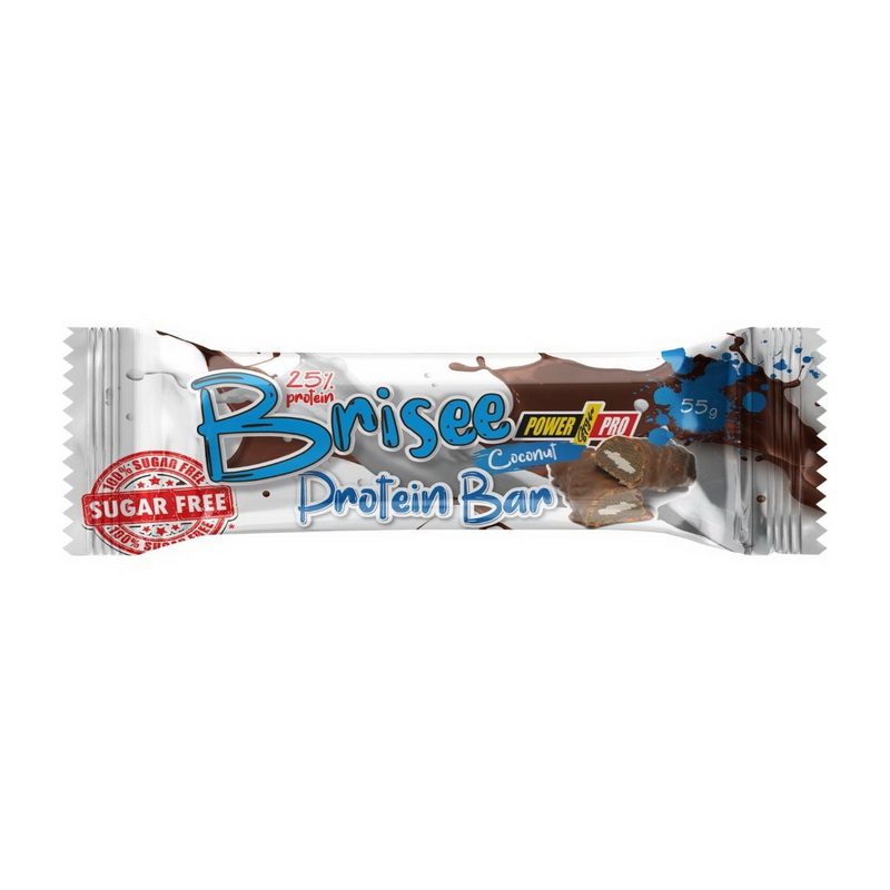 Протеїновий батончик, Power Pro Brisee Protein Bar 25% sugar free, 55 г (Кокос)