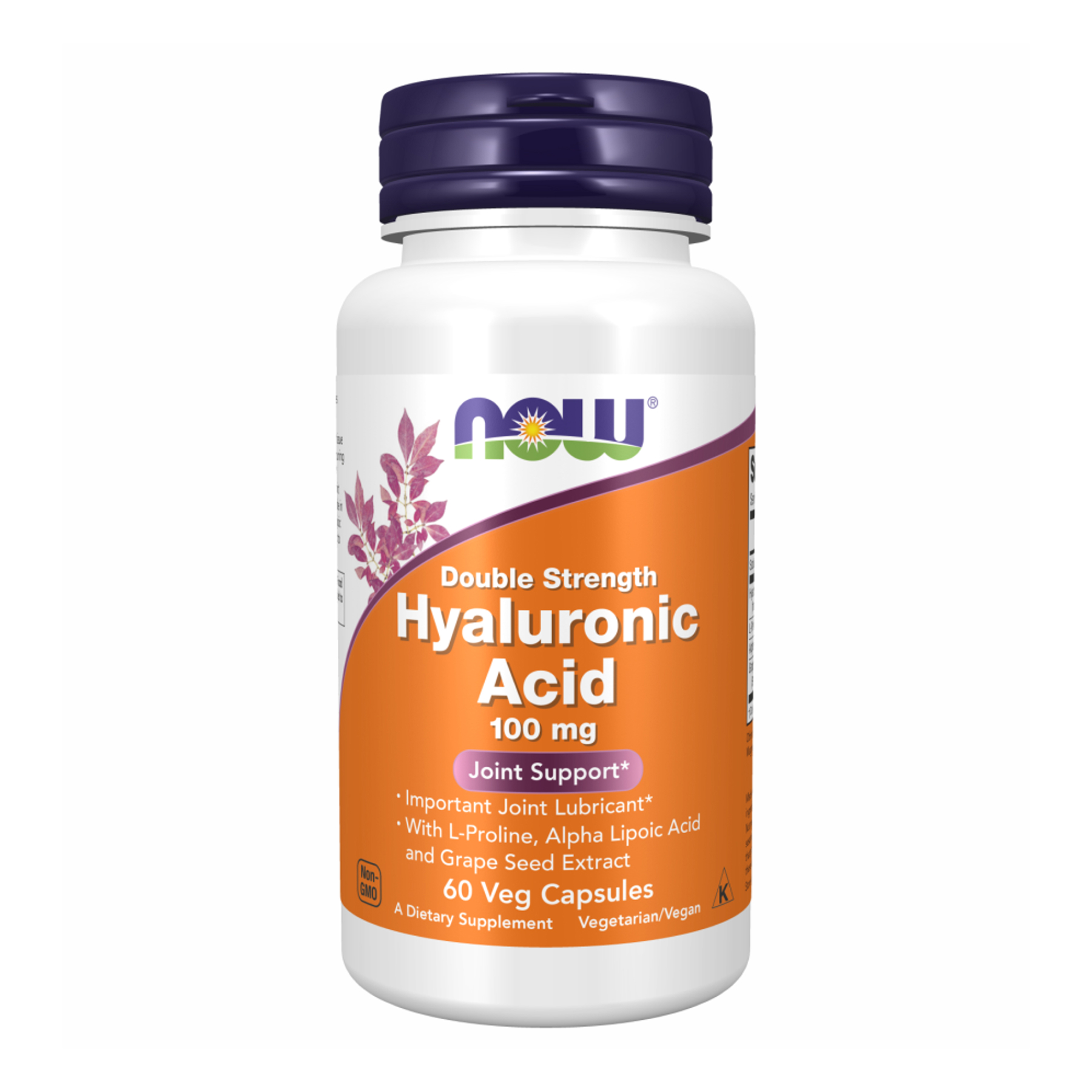 Гіалуронова кислота, Now Foods Hyaluronic Acid Double Strength, 100 мг, 60 вегетаріанських капсул