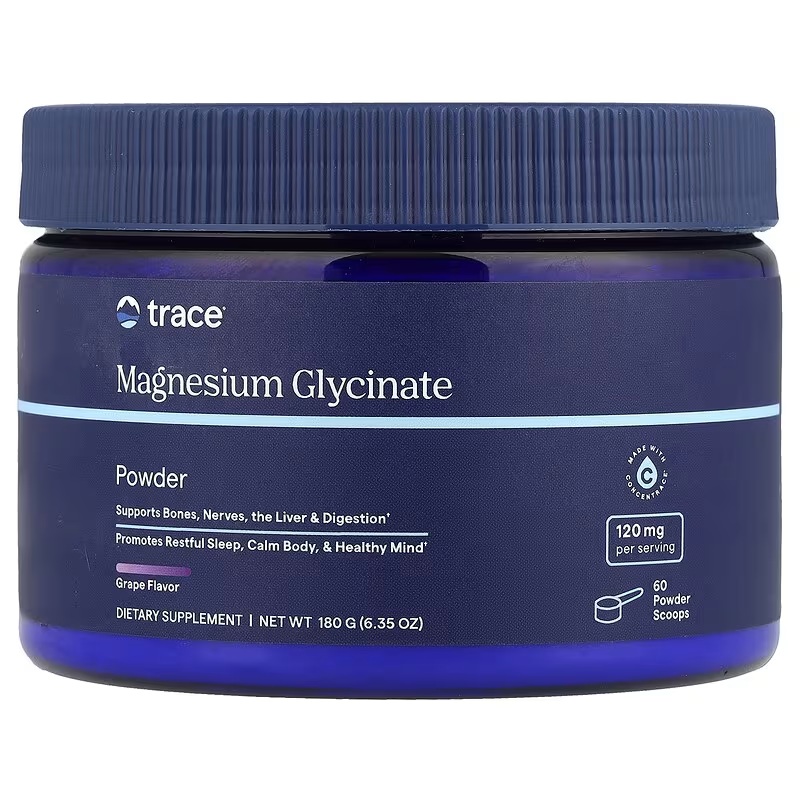 Магній гліцинат, смак винограду, Magnesium Glycinate Powder, Trace, 180 гр