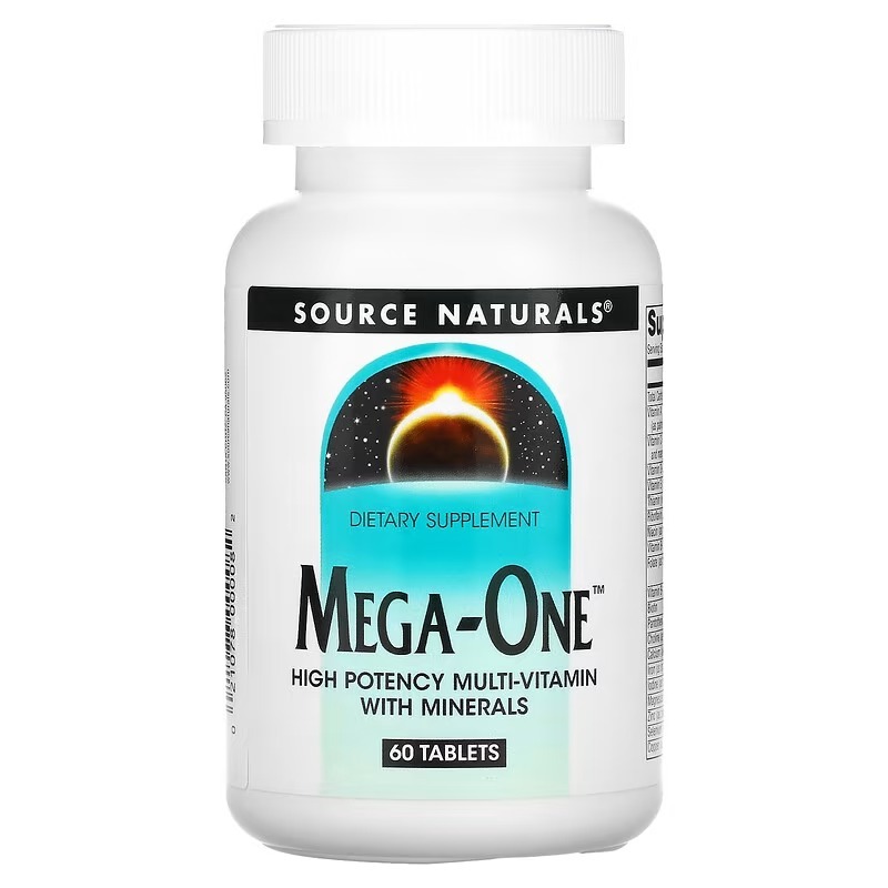 Мультивітаміни з мінералами, Source Naturals Mega-One, Multi-Vitamin with Minerals, 60 таблеток