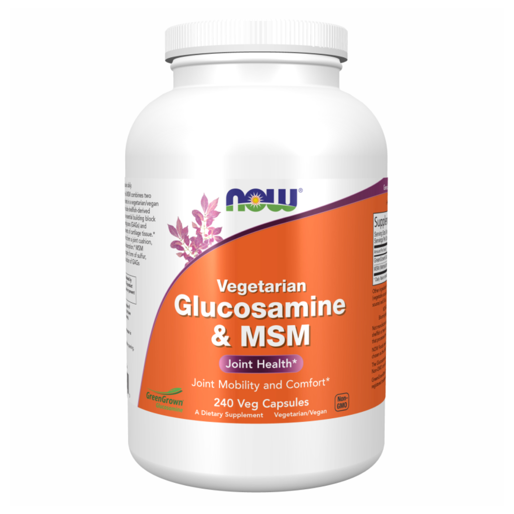Глюкозамін та МСМ, Now Foods Vegetarian Glucosamine & MSM, 240 вегетаріанських капсул