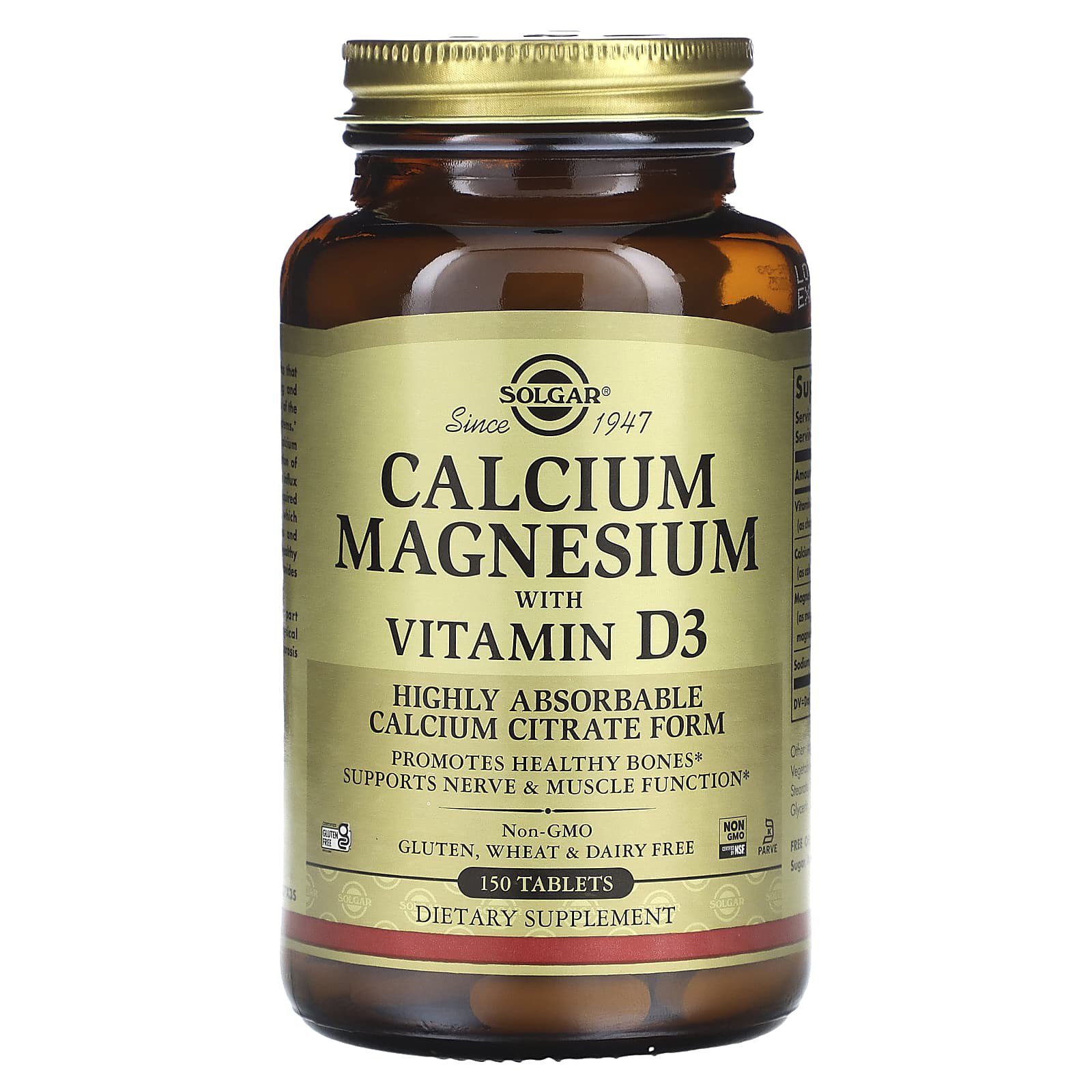 Кальцій та магній з вітаміном D3, Solgar Calcium Magnesium with Vitamin D3, 150 таблеток