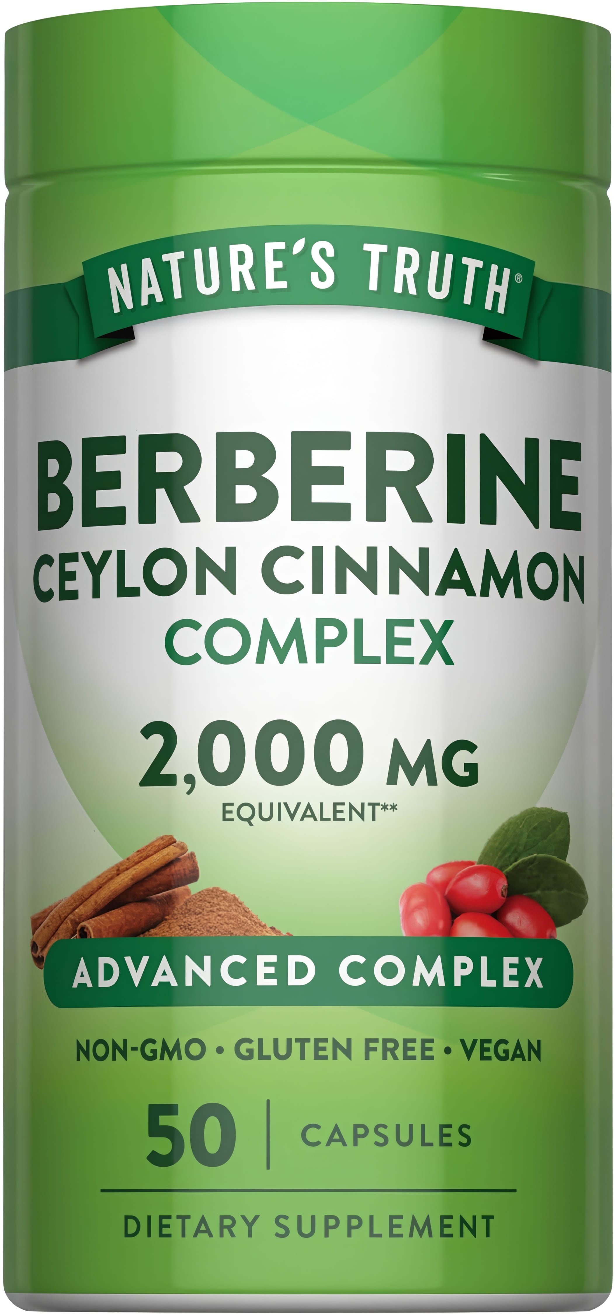 Берберін з цейлонською корицею, Berberine Ceylon Cinnamon Complex, Nature's Truth, комплекс, 2000 мг, 50 капсул
