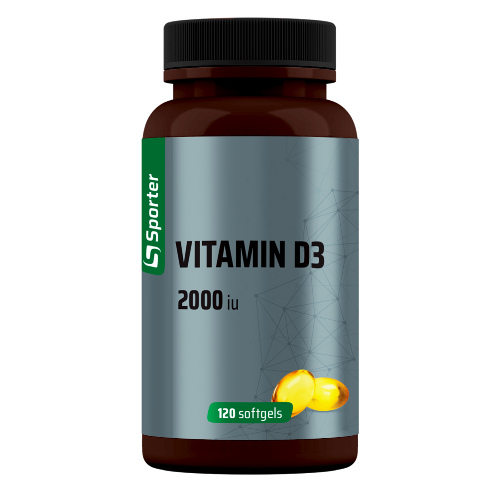 Вітамін D3, Sporter Vitamin D3, 2000 МО, 120 м'яких капсул