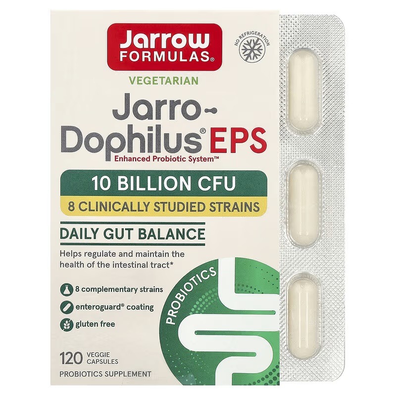 Пробіотики, Jarrow Formulas Jarro-Dophilus EPS, 10 млрд КУО, 120 вегетаріанських капсул