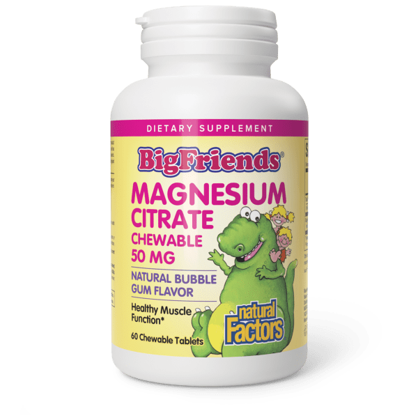 Магній цитрат, Natural Factors Magnesium Citrate, 50 мг, 60 жувальних таблеток (Жувальна гумка)