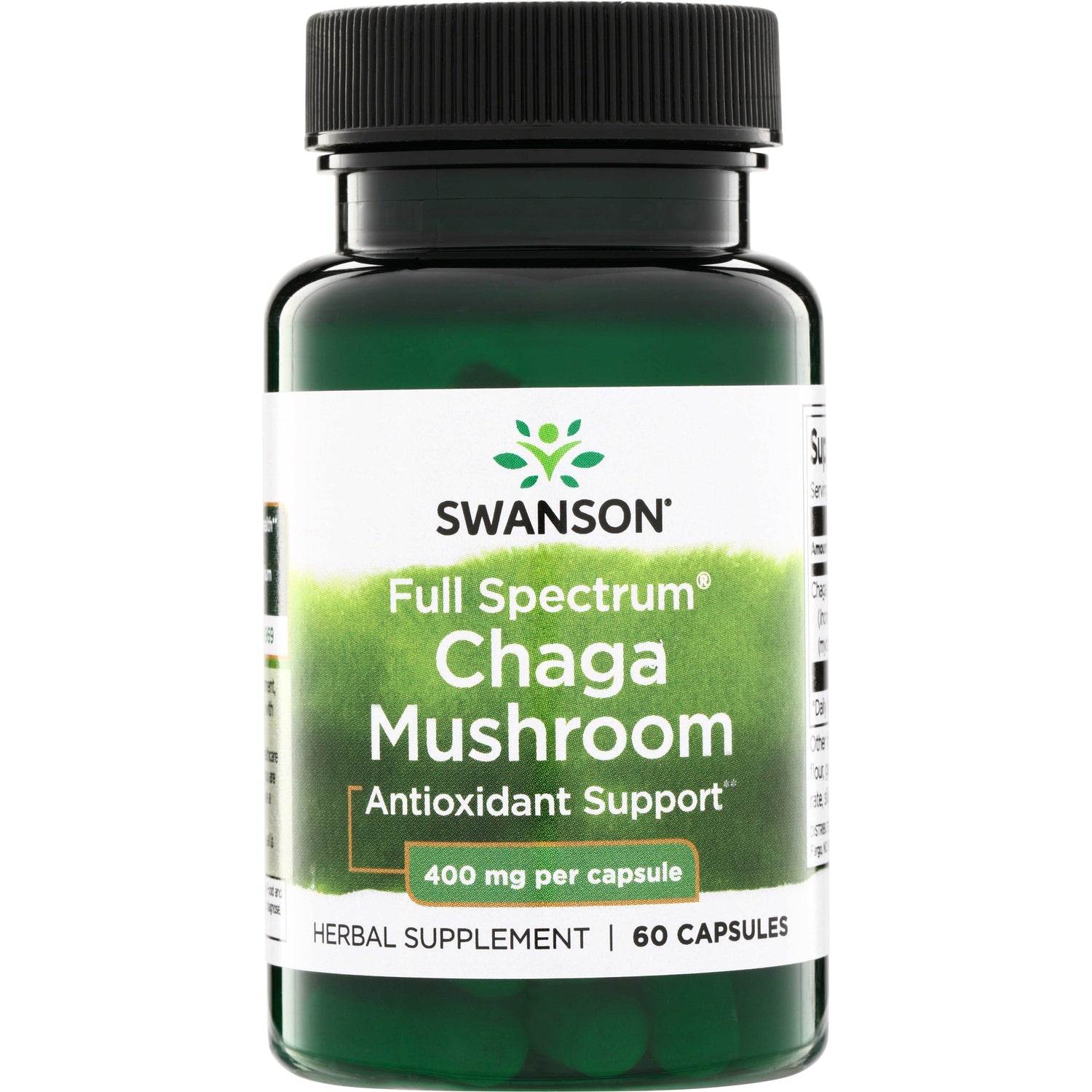 Чага гриб, Swanson Full Spectrum Chaga Mushroom, 400 мг, 60 капсул
