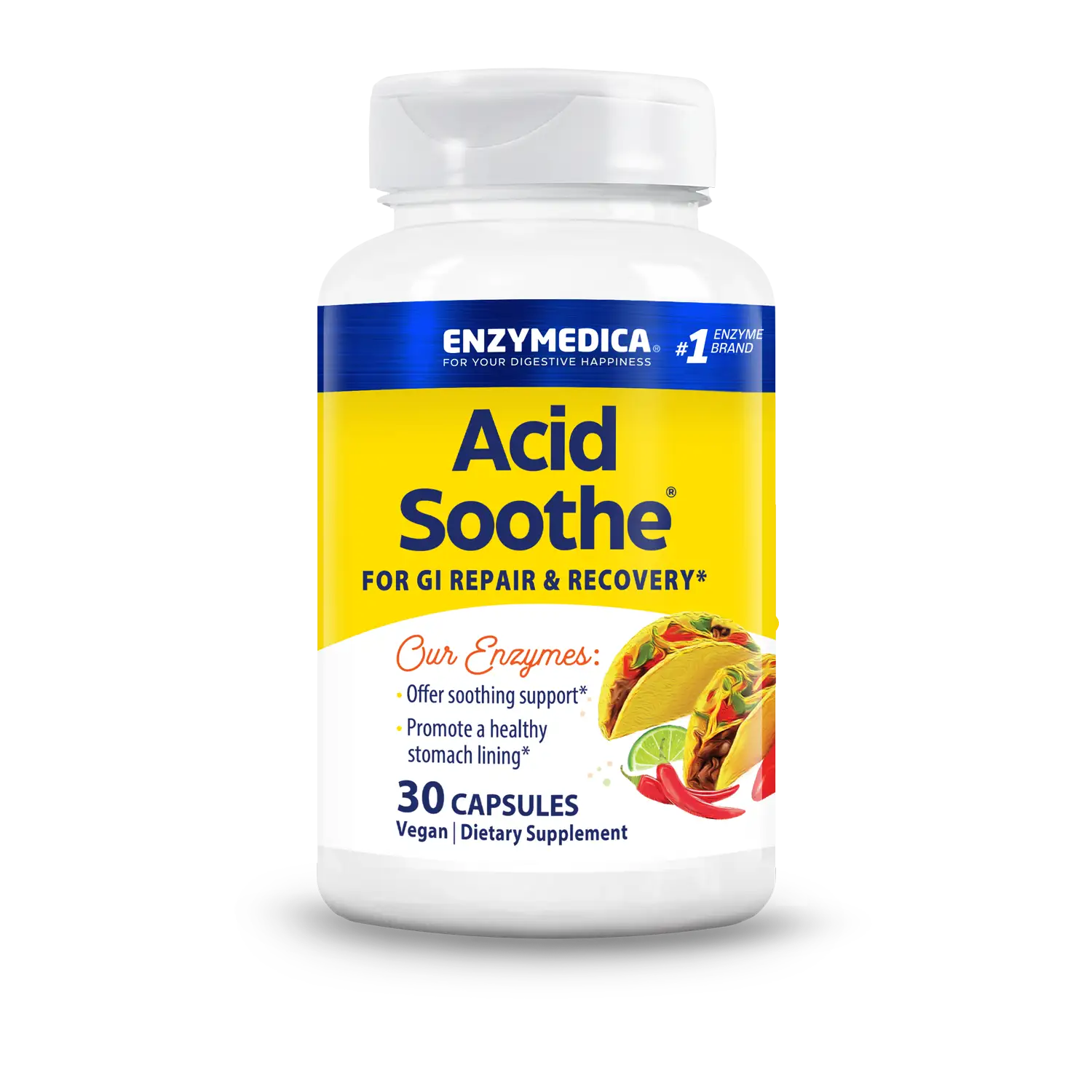 Травні ферменти для полегшення печії, Enzymedica Acid Soothe, 30 капсул