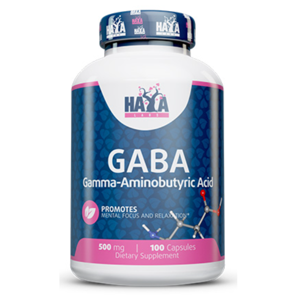 ГАМК (GABA), Haya Labs Gaba, 500 мг, 100 капсул