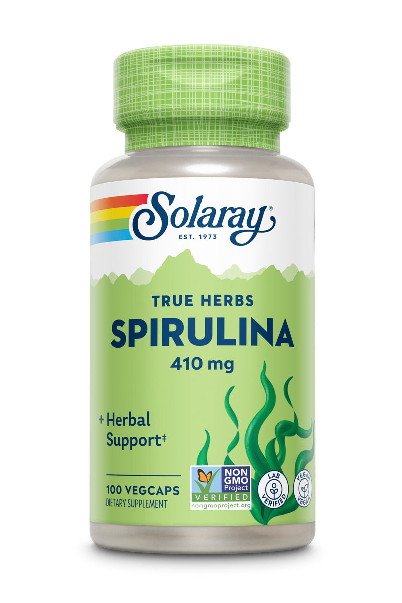 Спіруліна, Solaray Spirulina Algae, 410 мг, 100 вегетаріанських капсул