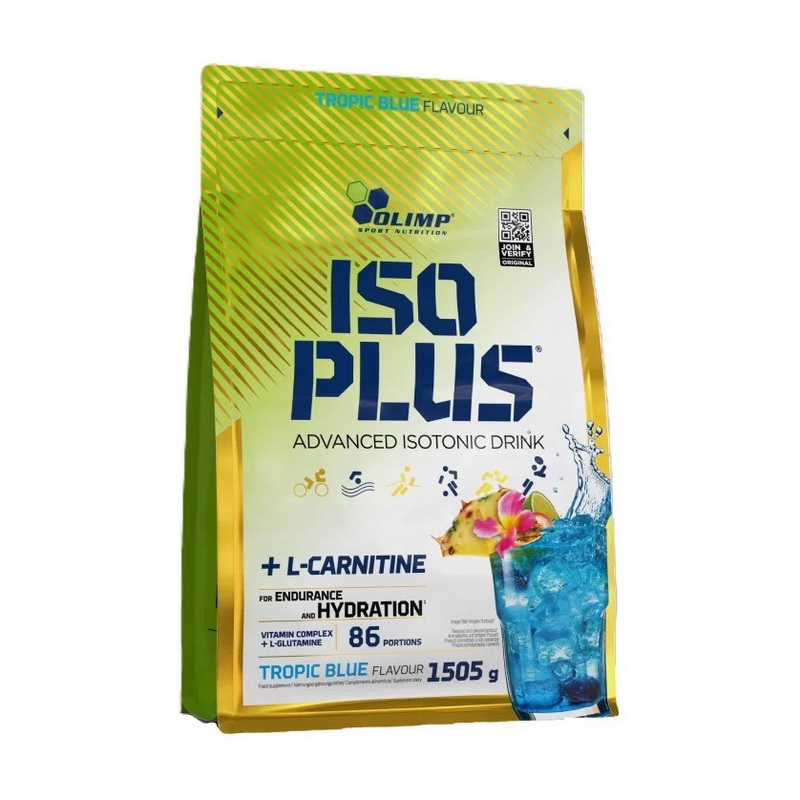 Ізотонічний напій з L-карнітином, Olimp Nutrition Iso Plus + L-Carnitine, 1,5 кг (Тропічний синій)