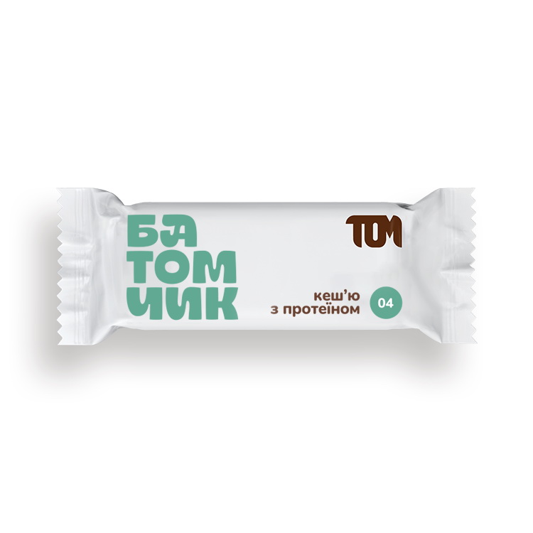 Протеїновий батончик, TOM peanut butter Батомчик кеш'ю з протеїном, 45 г (Кеш'ю)