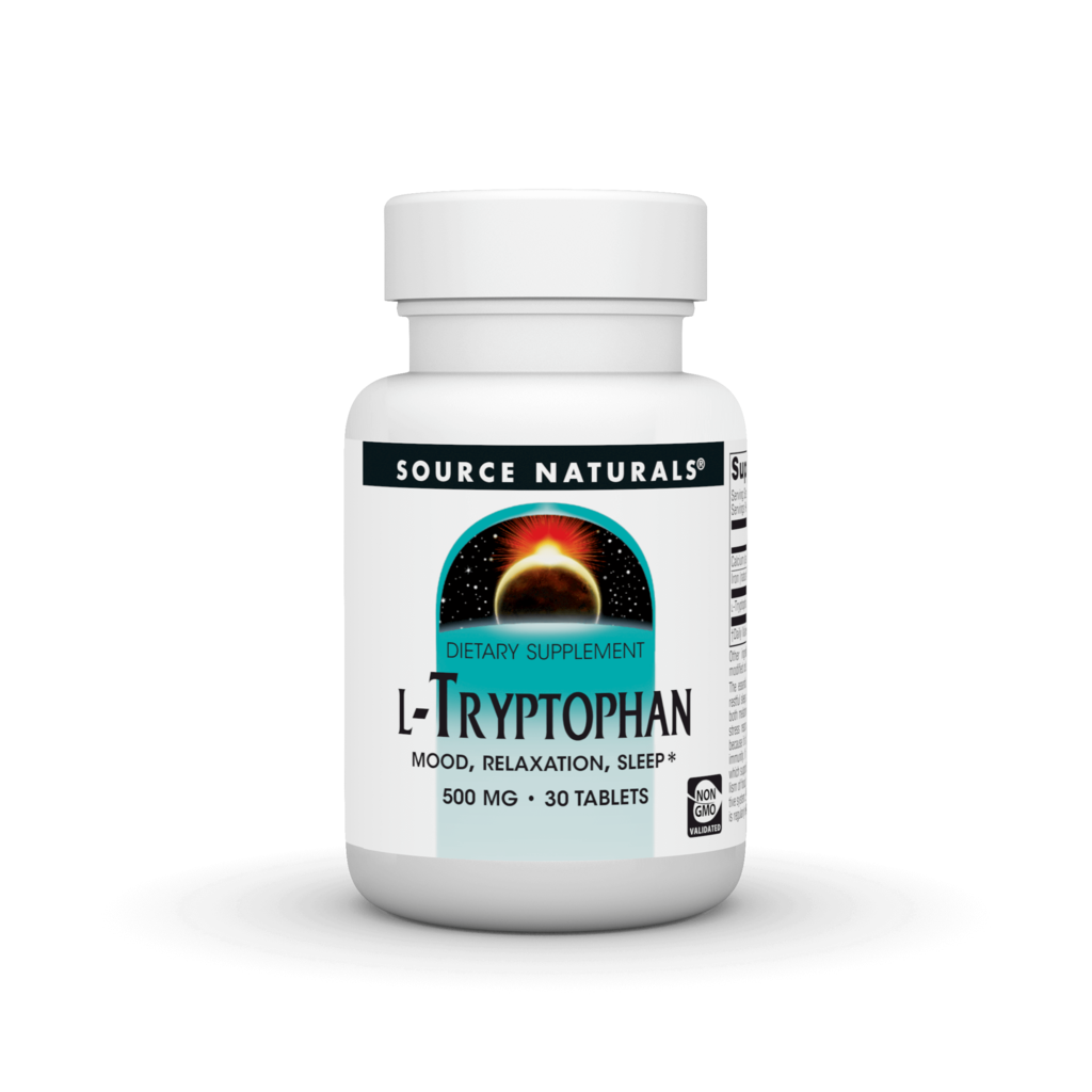 L-Триптофан, Source Naturals L-Tryptophan, 500 мг, 30 таблеток