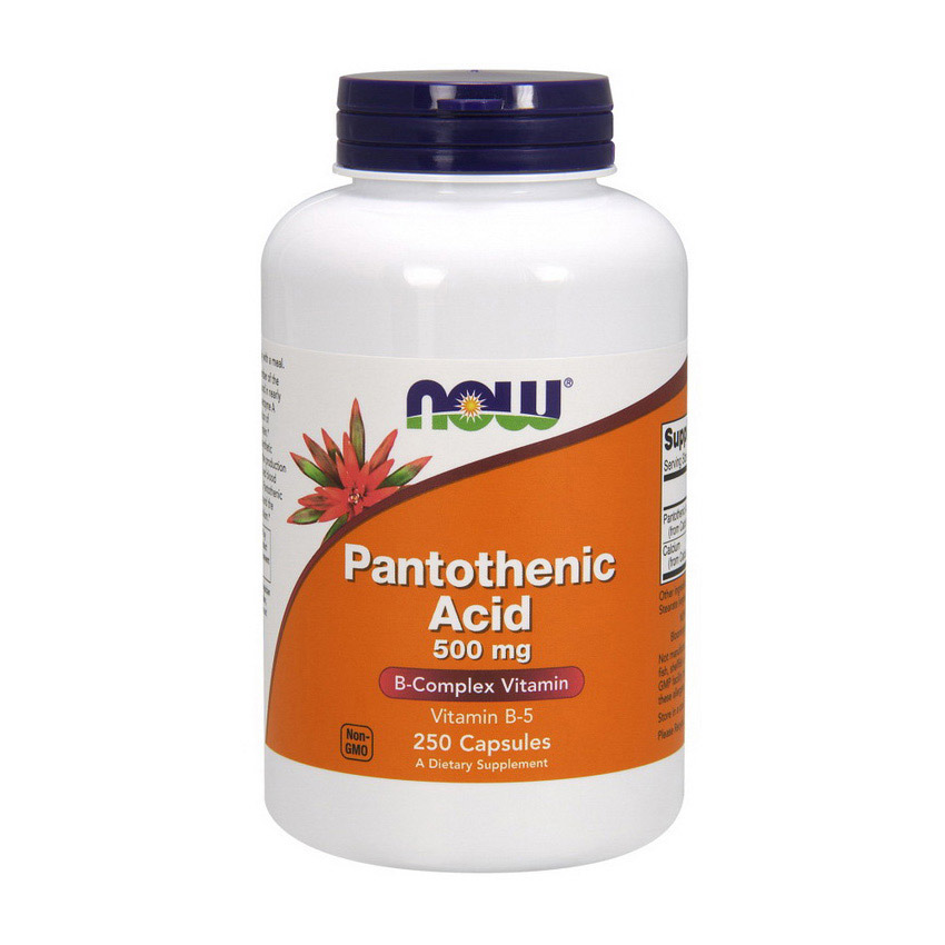 Вітамін B5 (пантотенова кислота), Now Foods Pantothenic Acid, 500 мг, 250 капсул