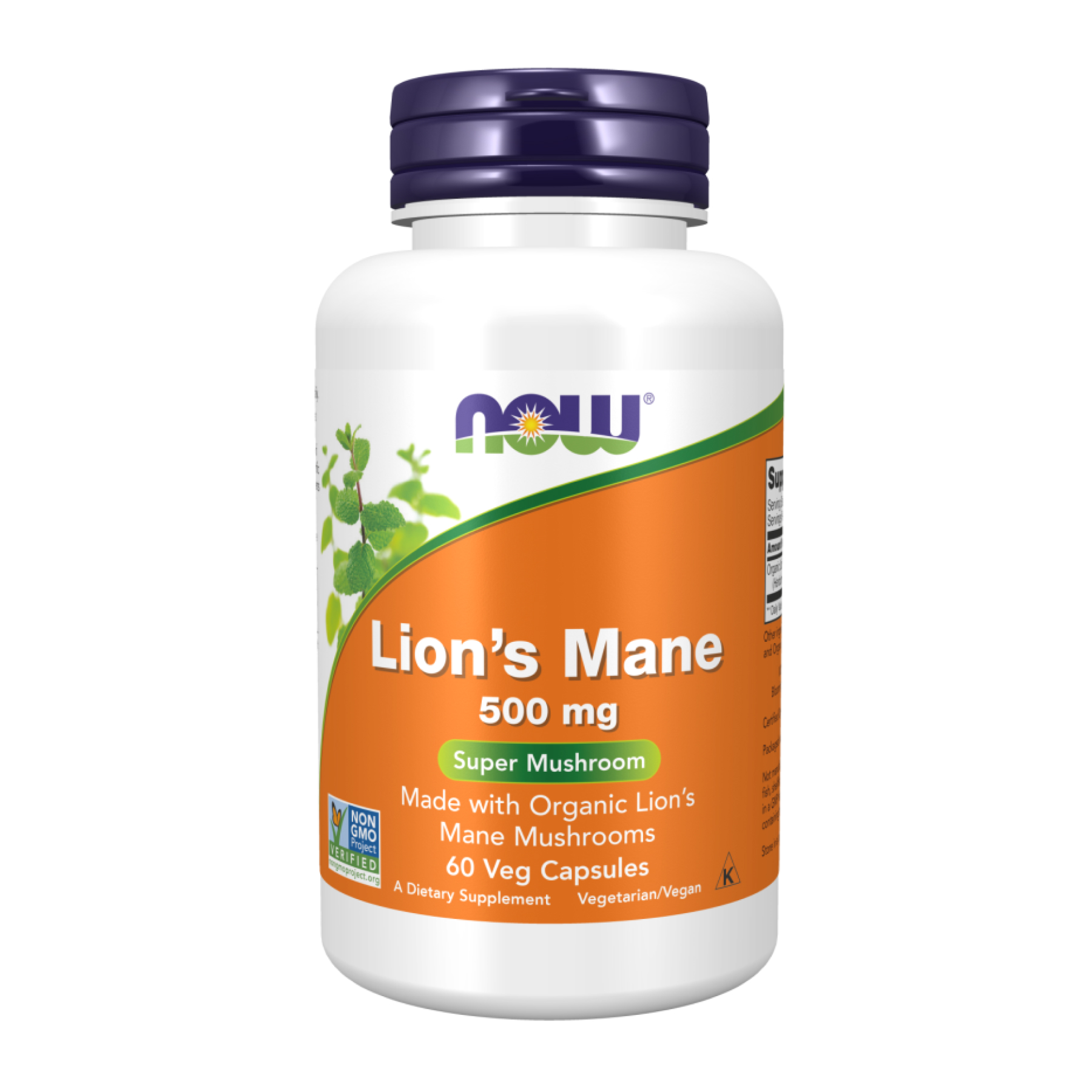 Їжовик гребінчастий, Now Foods Lion's Mane, 500 мг, 60 вегетаріанських капсул