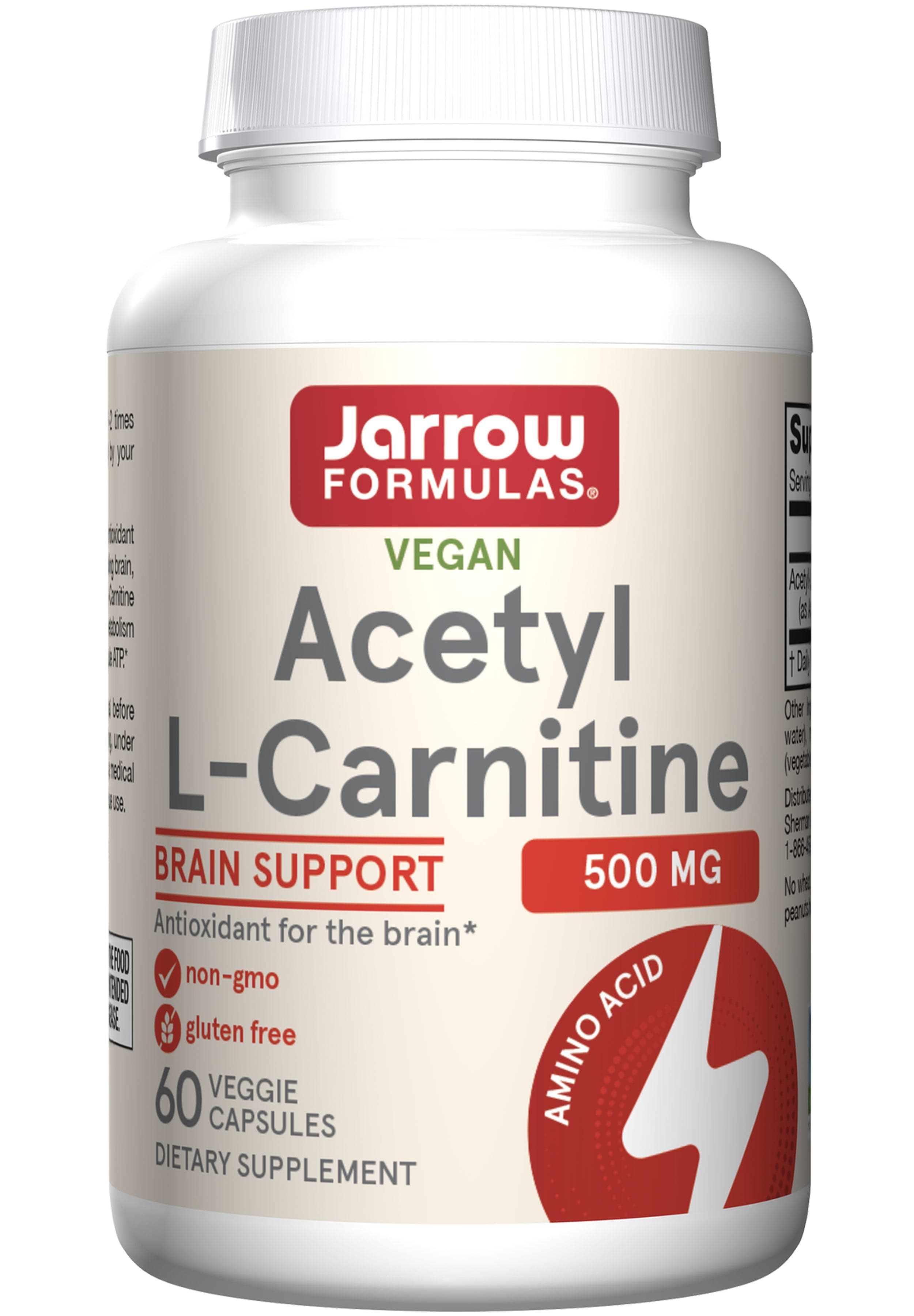 Ацетил L-карнітин, Jarrow Formulas Acetyl L-Carnitine, 500 мг, 60 вегетаріанських капсул