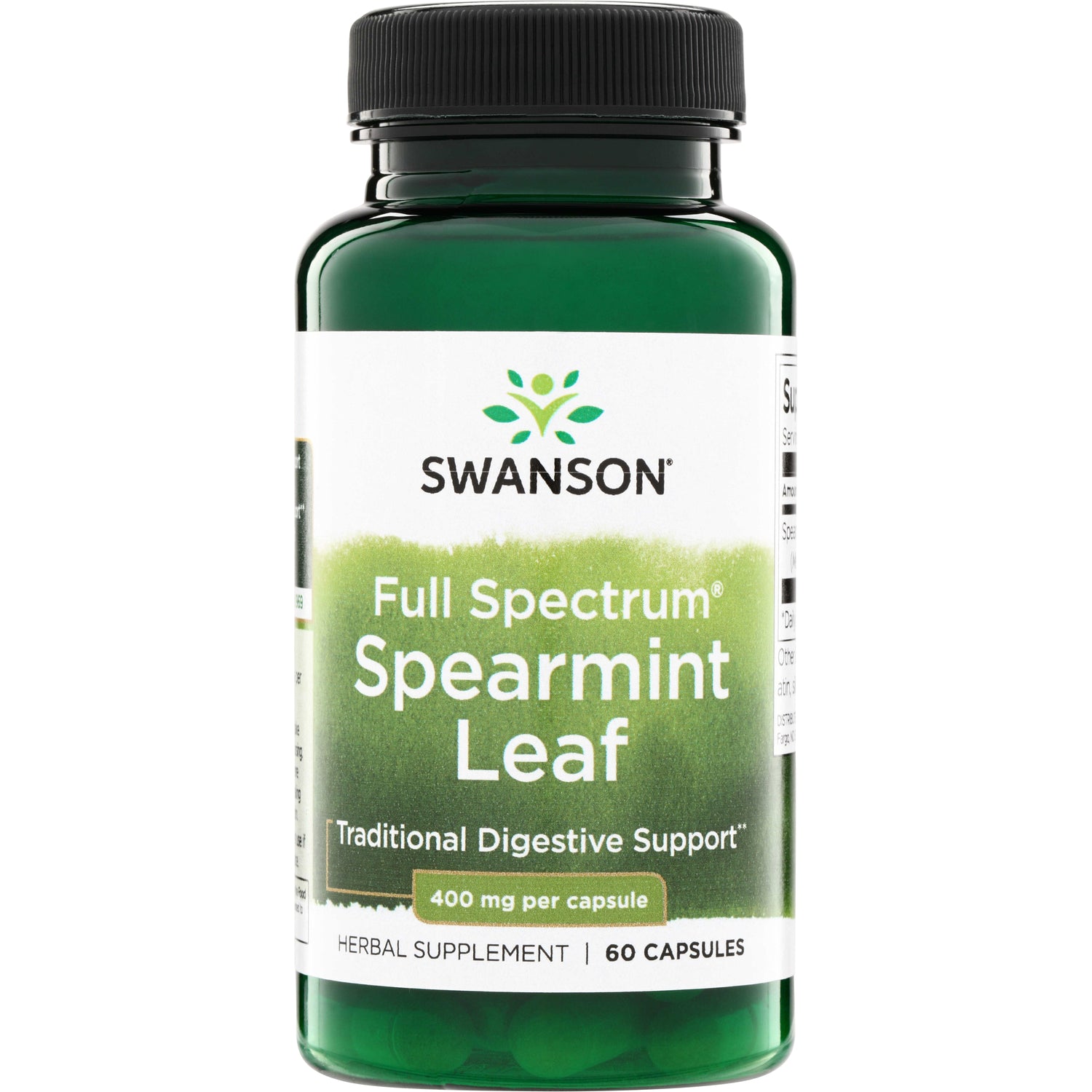 Листя м'яти, Swanson Full Spectrum Spearmint Leaf, 400 мг, 60 капсул