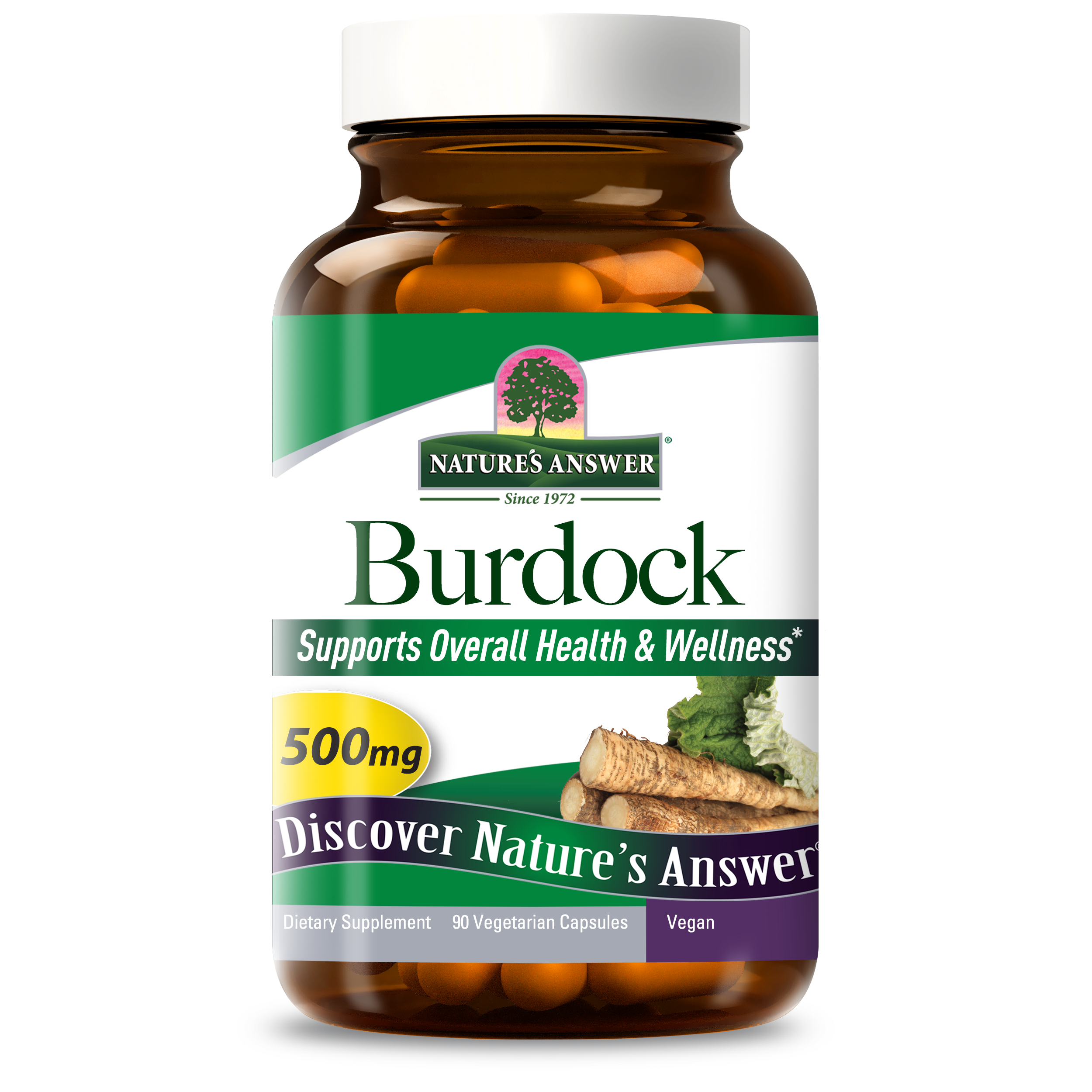 Лопух, Nature's Answer Burdock, 500 мг, 90 вегетаріанських капсул