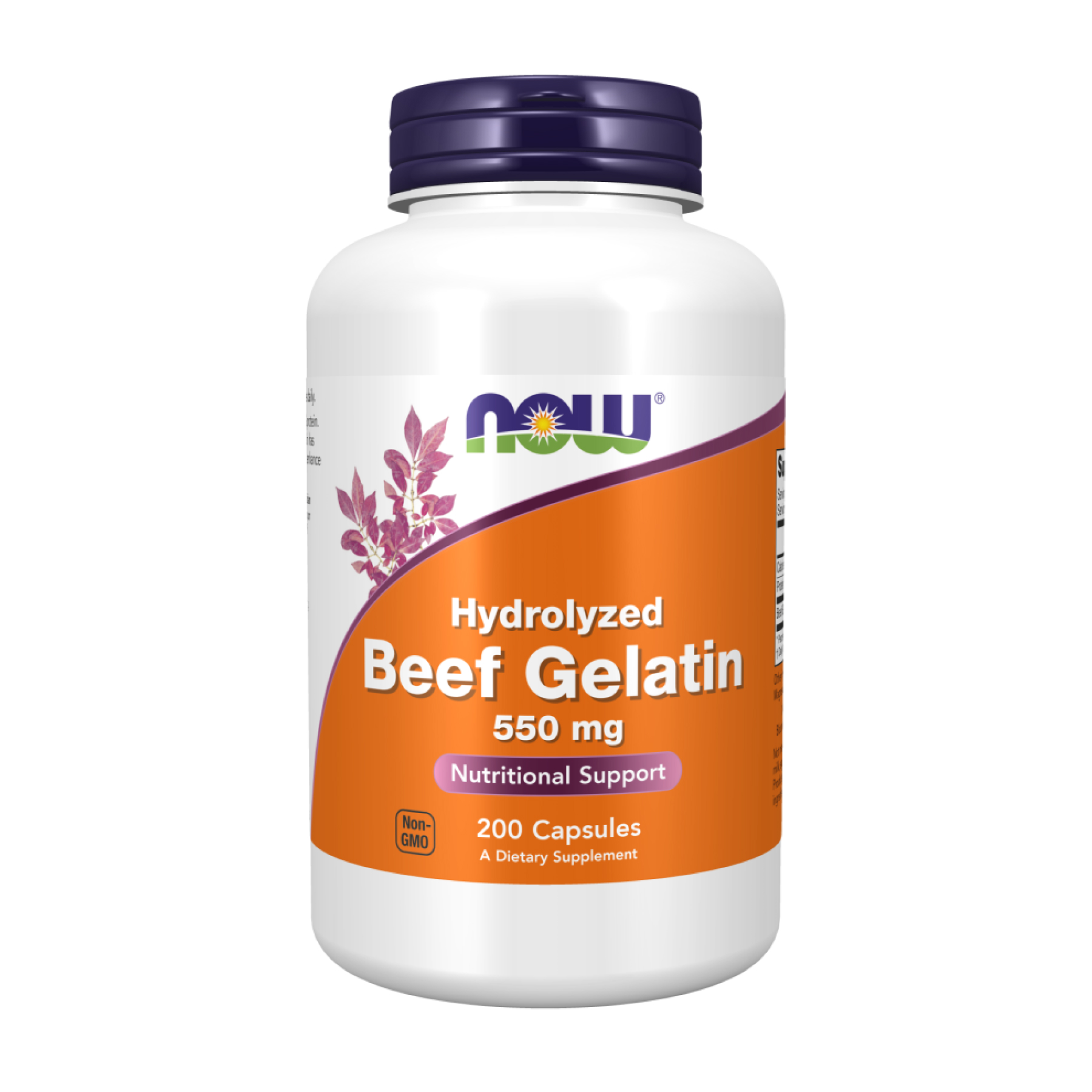 Гідролізований яловичий желатин, Now Foods Hydrolyzed Beef Gelatin, 550 мг, 200 капсул