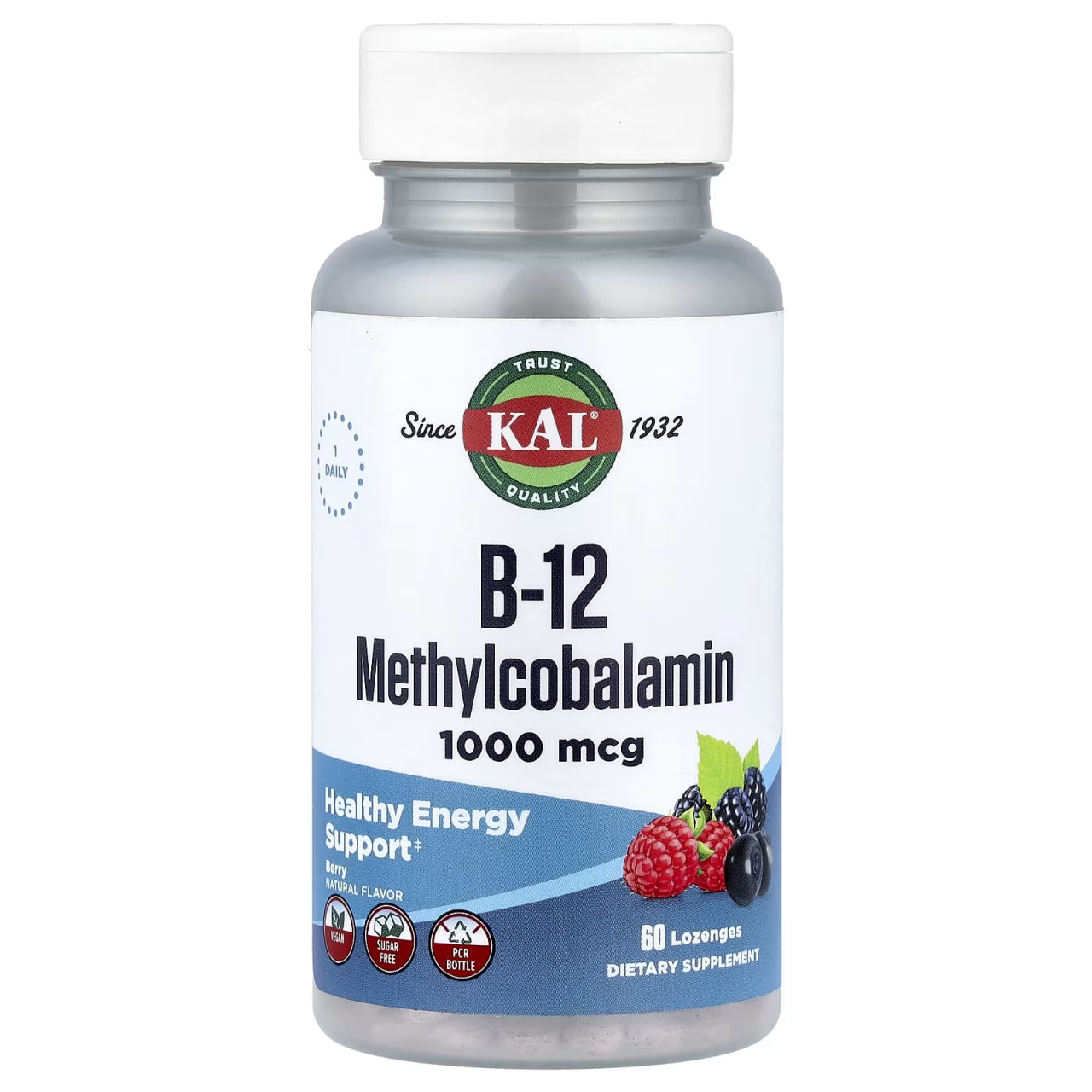 Вітамін B12 метилкобаламін, Kal B12 Methylcobalamin, 1000 мкг, 60 пастилок (Ягода)