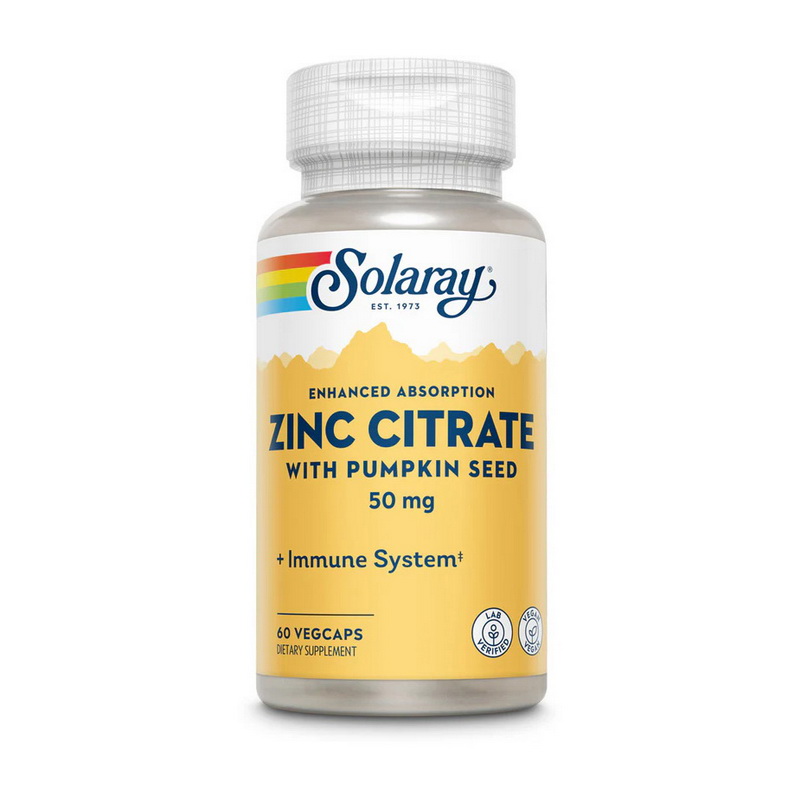 Цинк цитрат, Solaray Zinc Citrate 50 mg, 60 вегетаріанських капсул
