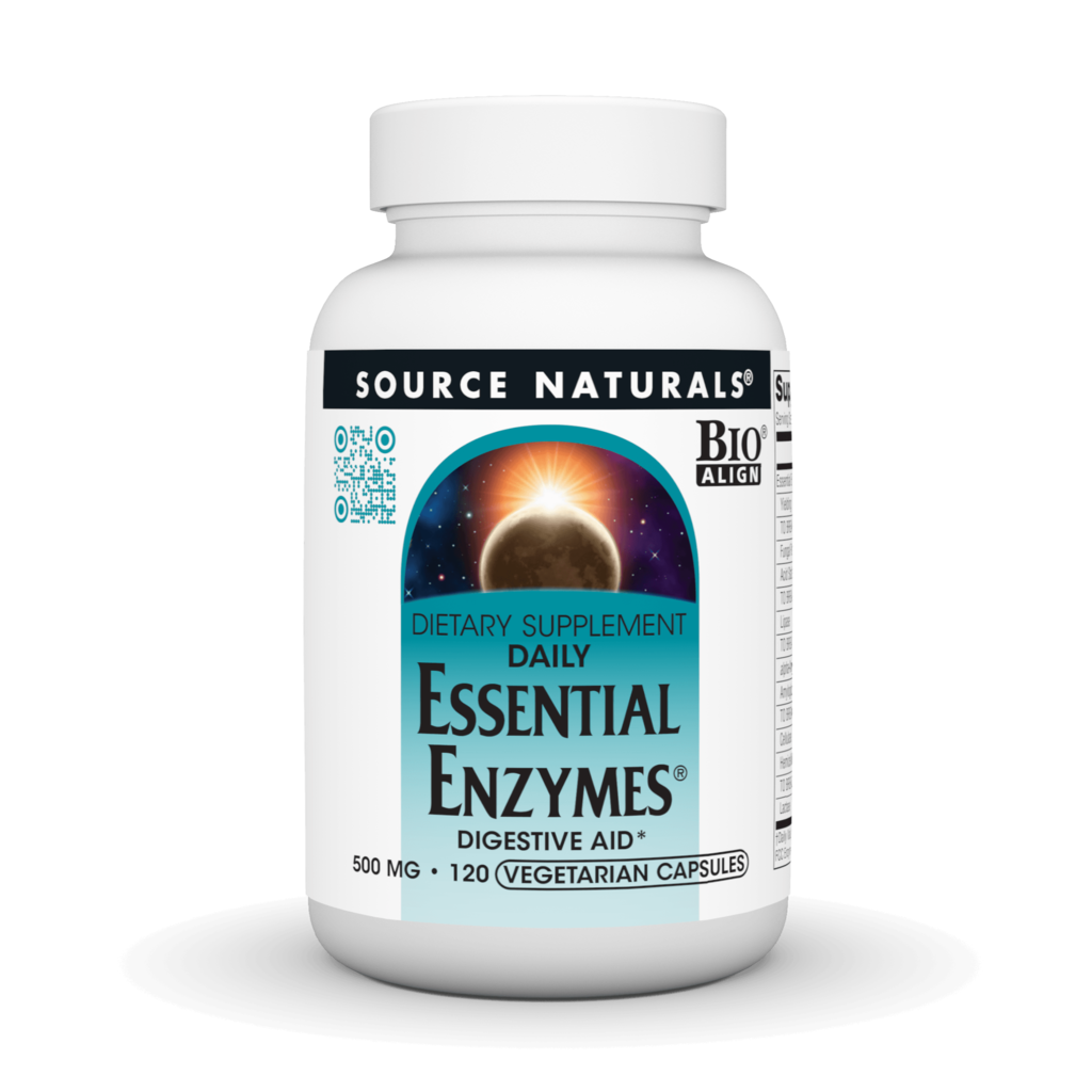Ензими для травлення, Source Naturals Daily Essential Enzymes, 500 мг, 120 вегетаріанських капсул