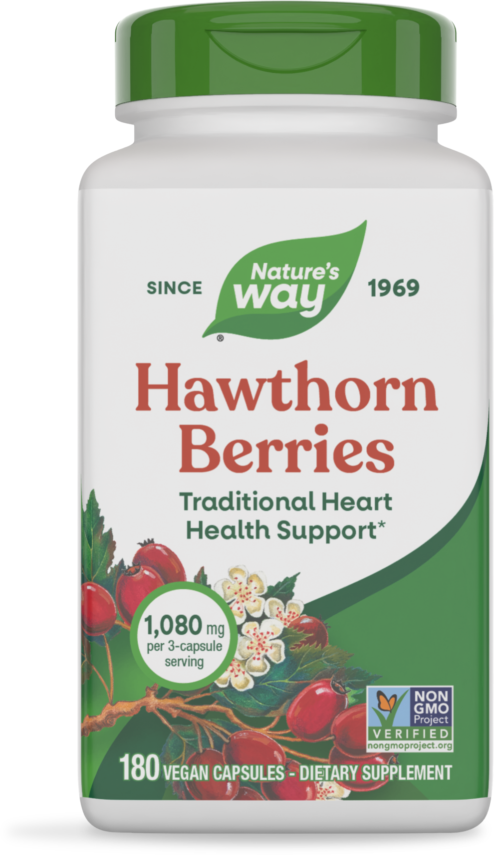 Глід, Nature's Way Hawthorn Berries, 1080 мг, 180 вегетаріанських капсул