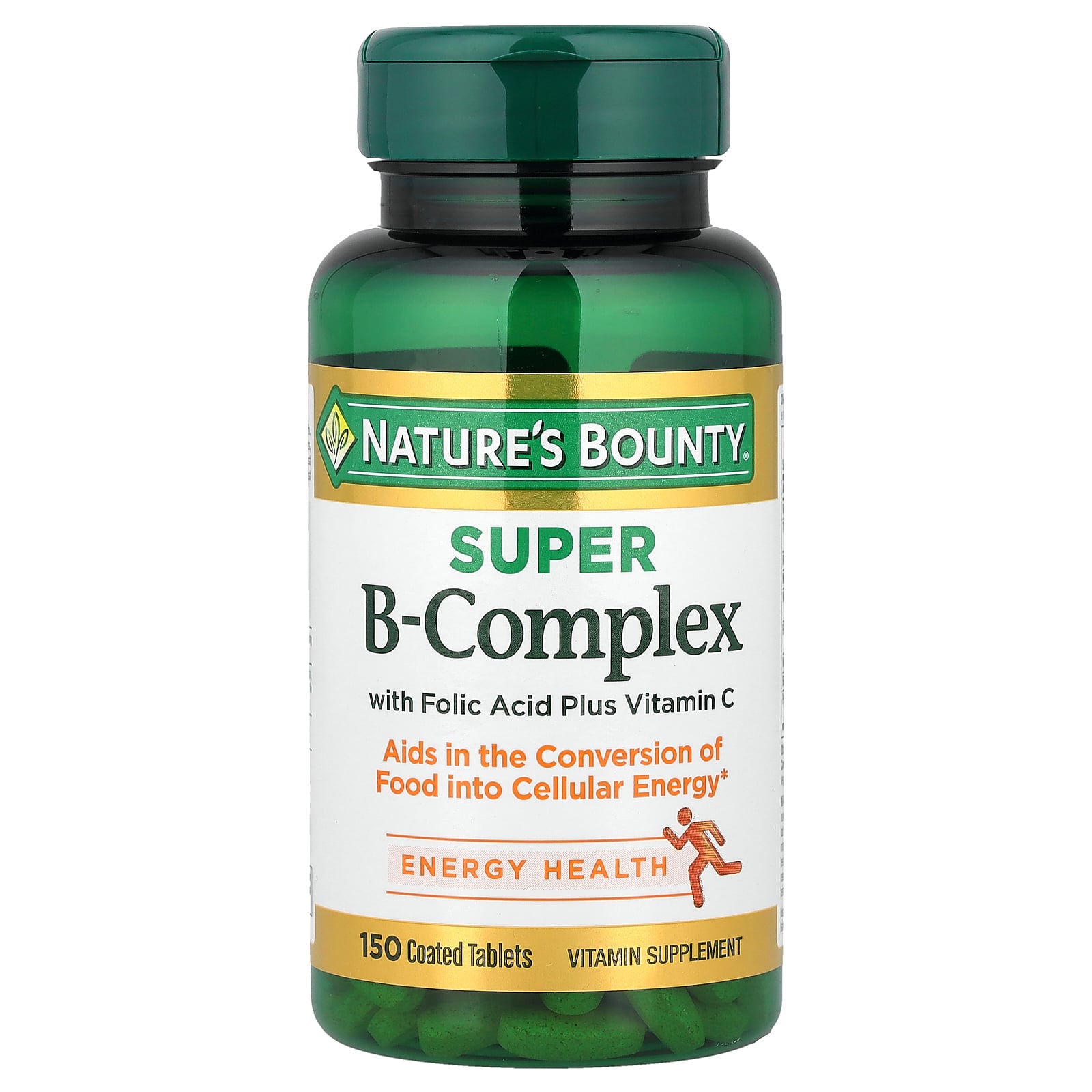 Комплекс вітамінів B з фолієвою кислотою та вітаміном C, Nature's Bounty Super B-Complex with Folic Acid Plus Vitamin C, 150 таблеток