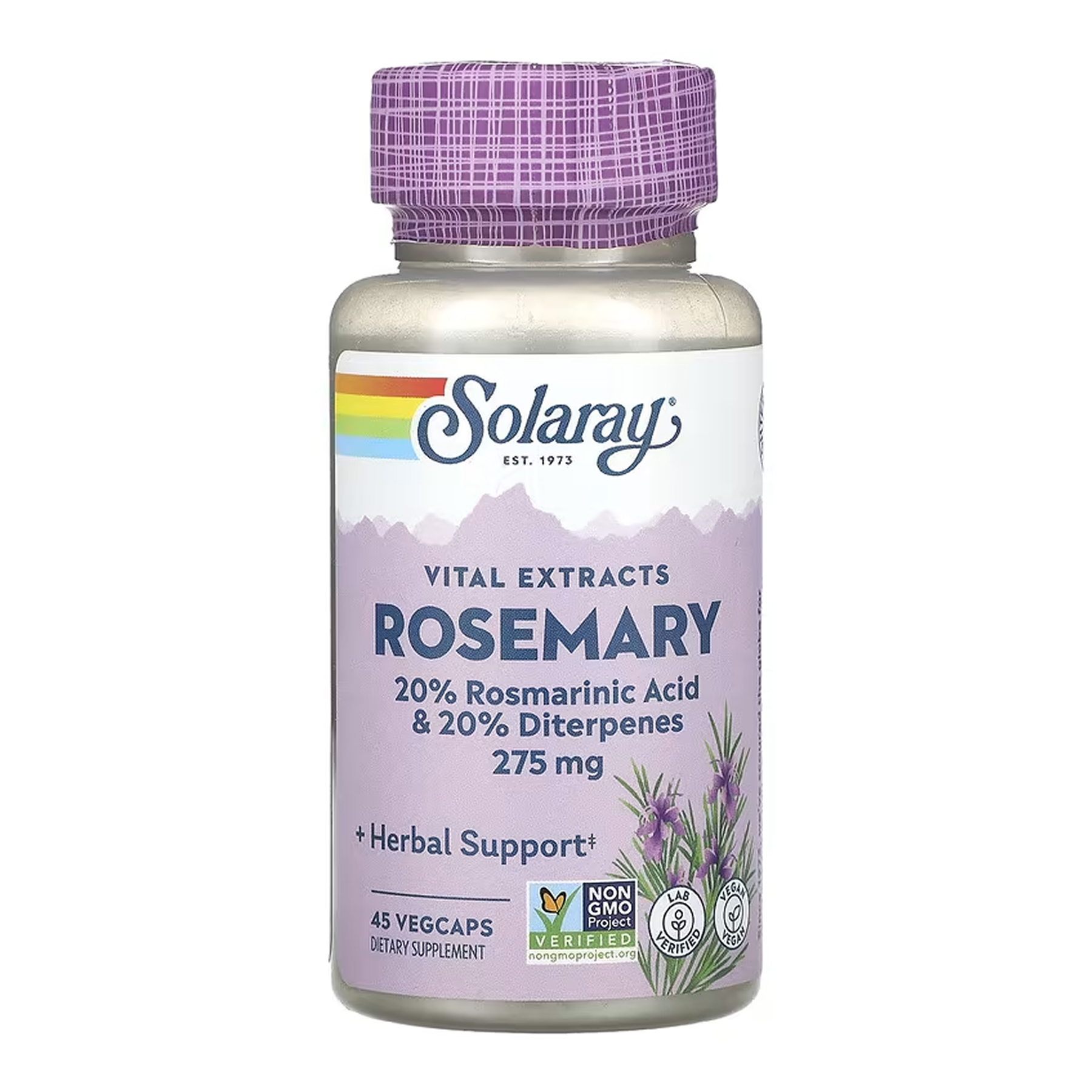 Розмарин, Solaray Rosemary, 275 мг, 45 вегетаріанських капсул