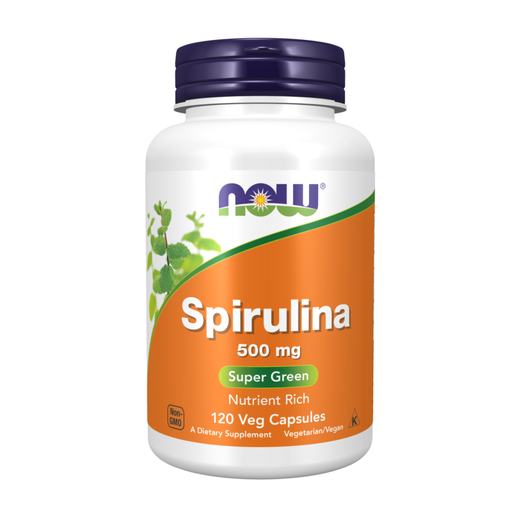 Спіруліна, Now Foods Natural Spirulina, 500 мг, 120 вегетаріанських капсул