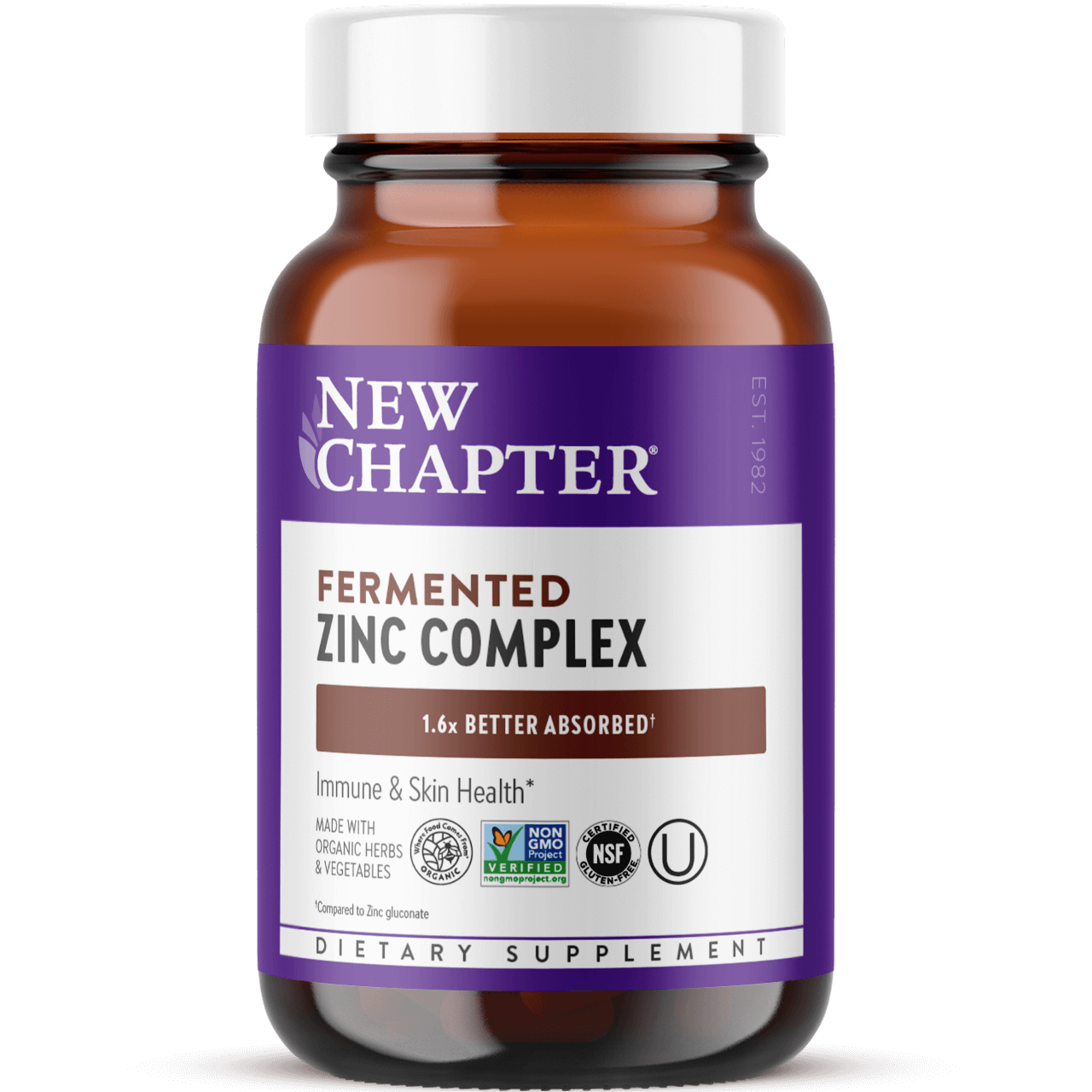 Цинк ферментований, New Chapter Fermented Zinc Complex, 30 таблеток