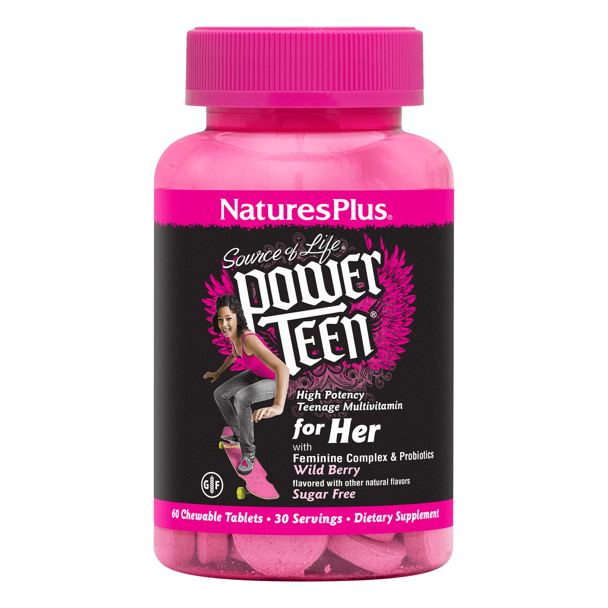 Мультивітаміни для дівчат, Natures Plus Source of Life Power Teen For Her, 60 жувальних таблеток (лісові ягоди)