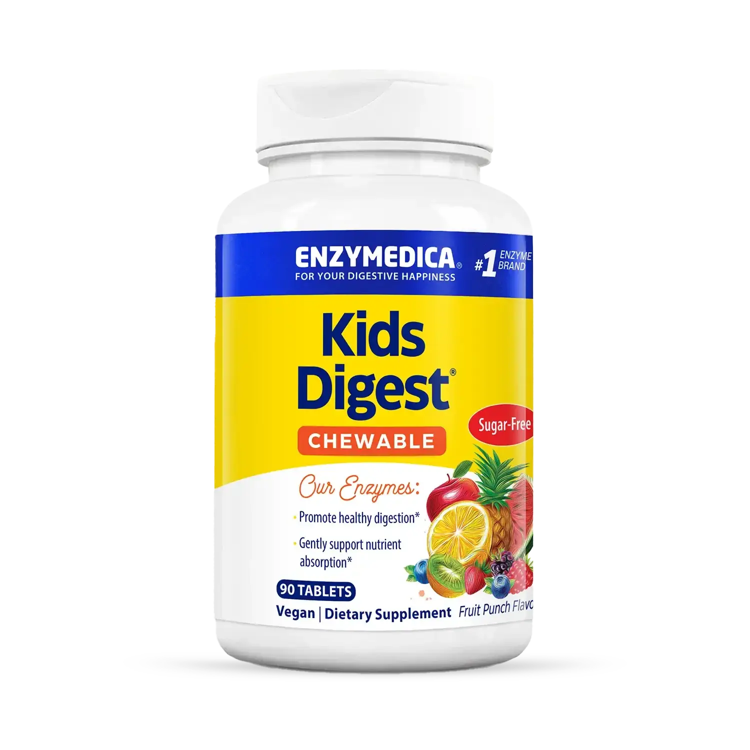 Ферменти для травлення для дітей, Enzymedica Kids Digest Chewable Digestive Enzymes, 90 жувальних таблеток (фруктовий пунш)