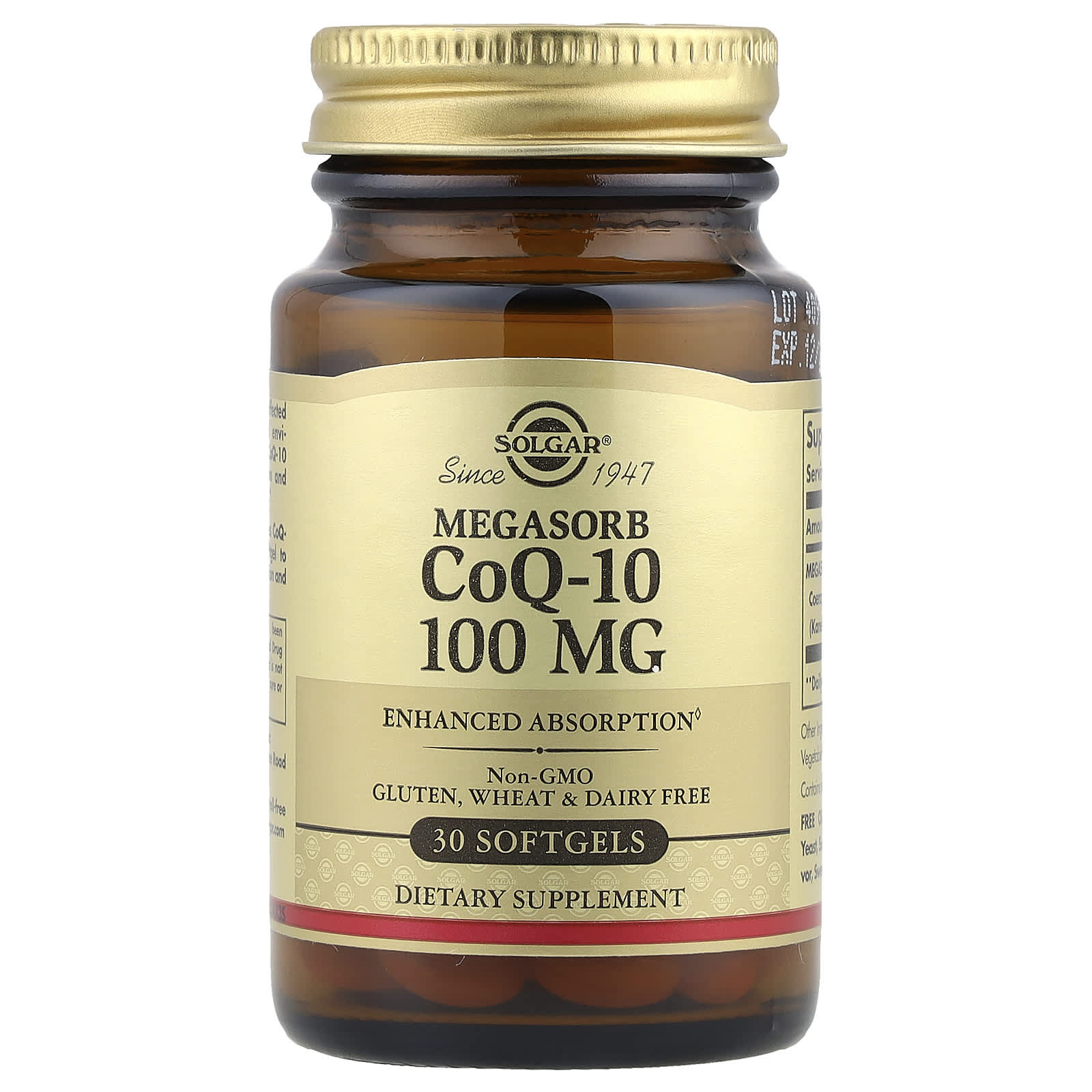 Коензим Q-10, Solgar Megasorb CoQ-10, 100 мг, 30 м'яких капсул