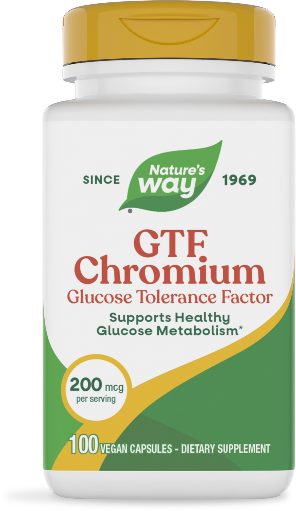 Хром полінікотинат, Nature's Way GTF Chromium, 200 мкг, 100 вегетаріанських капсул